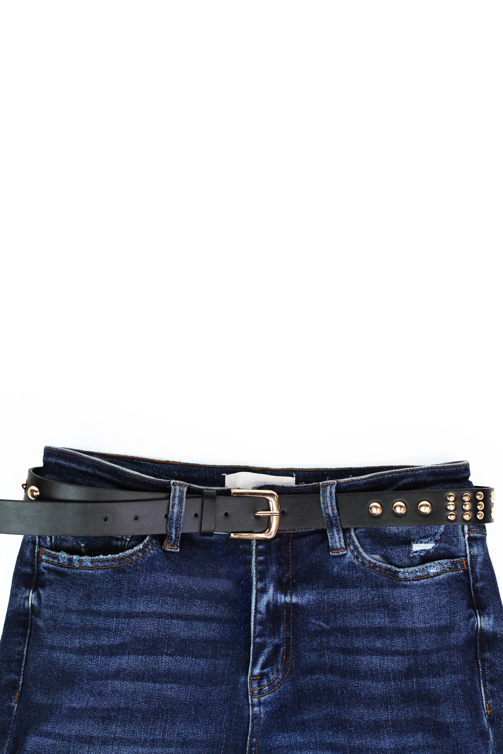 Faux Leather Belt w/ Stud Accents