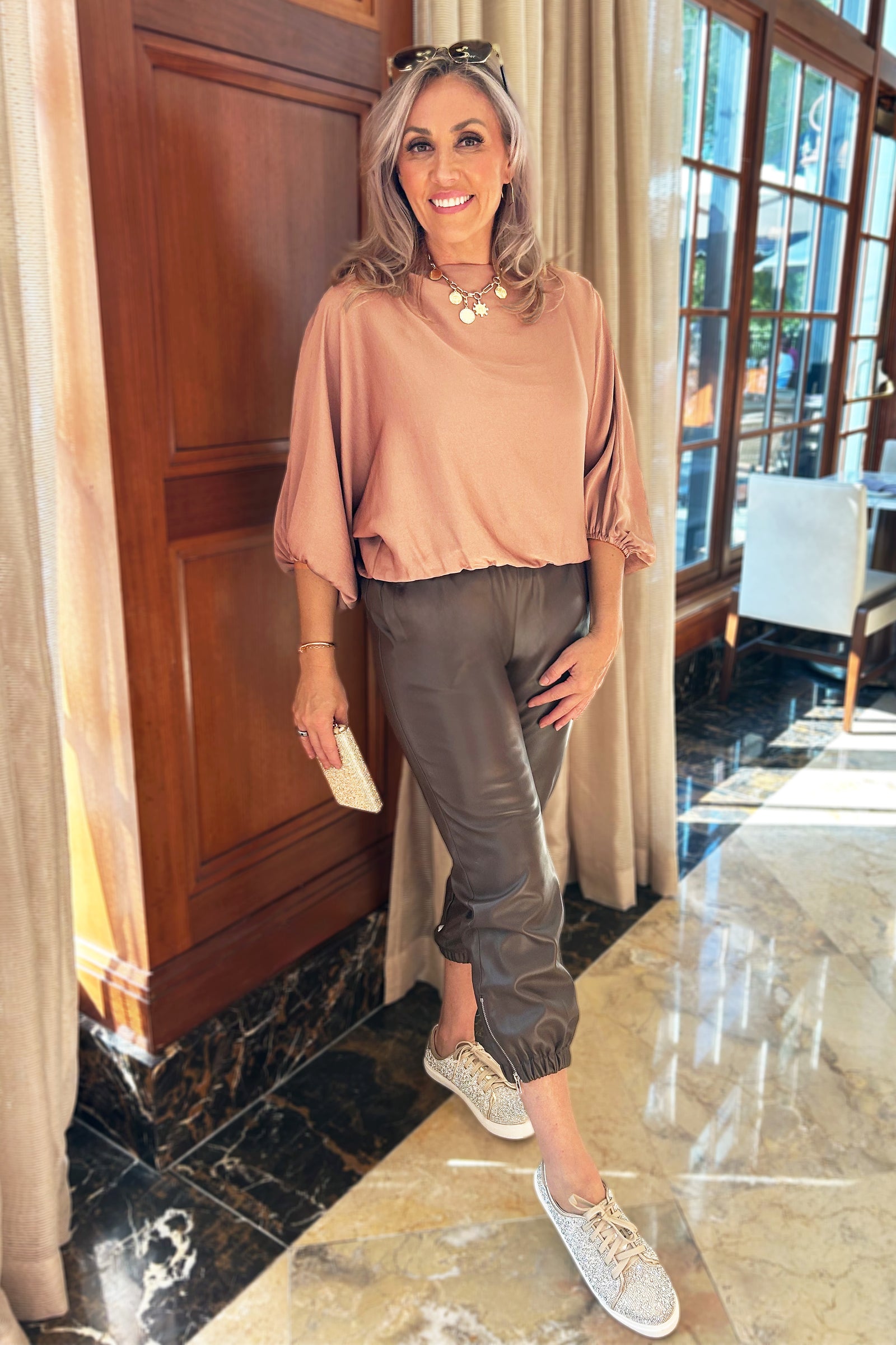 Boat Neck Balloon Sleeve Top