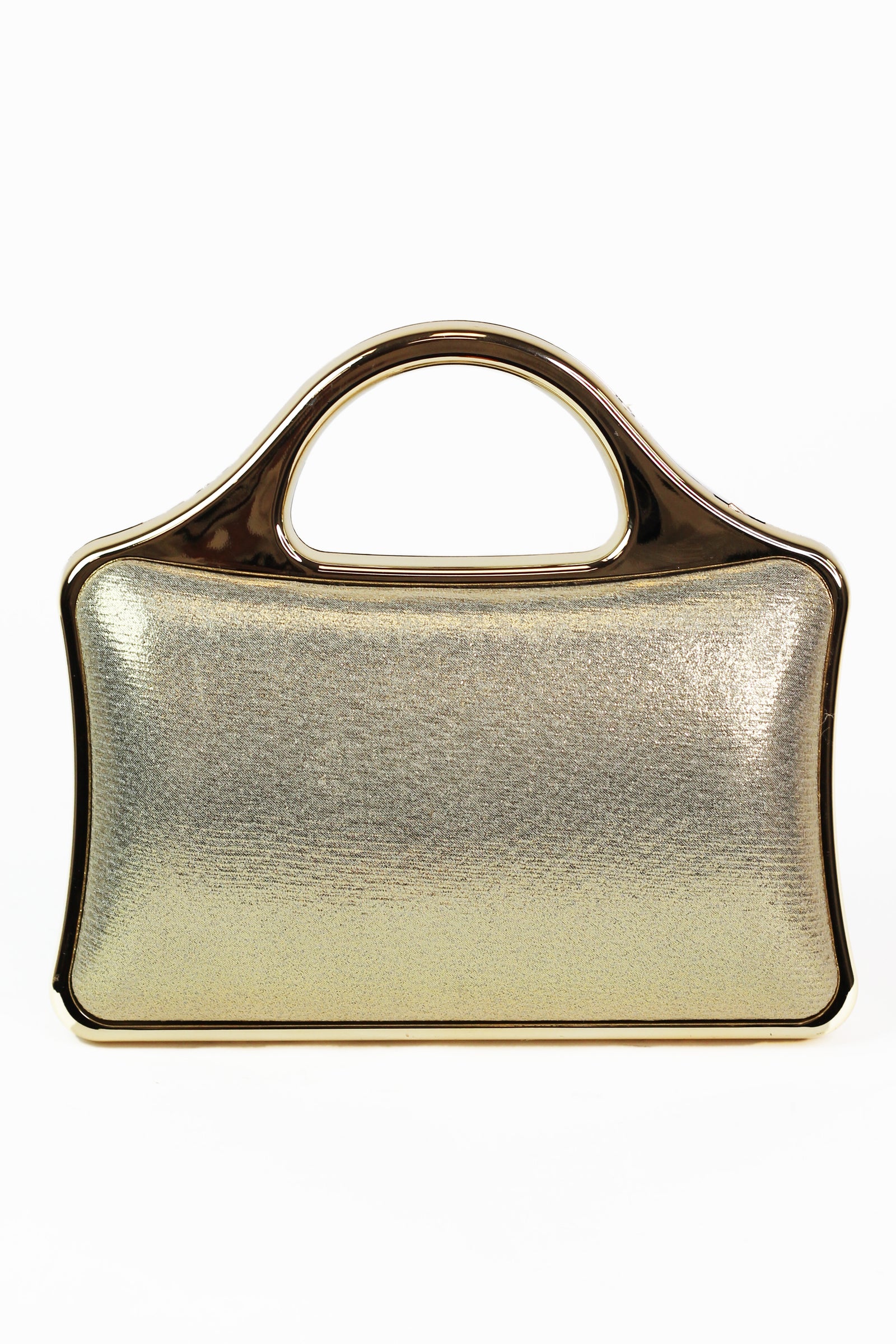 Multi Size Rhinestone Front Clutch w/ Curved Handle
