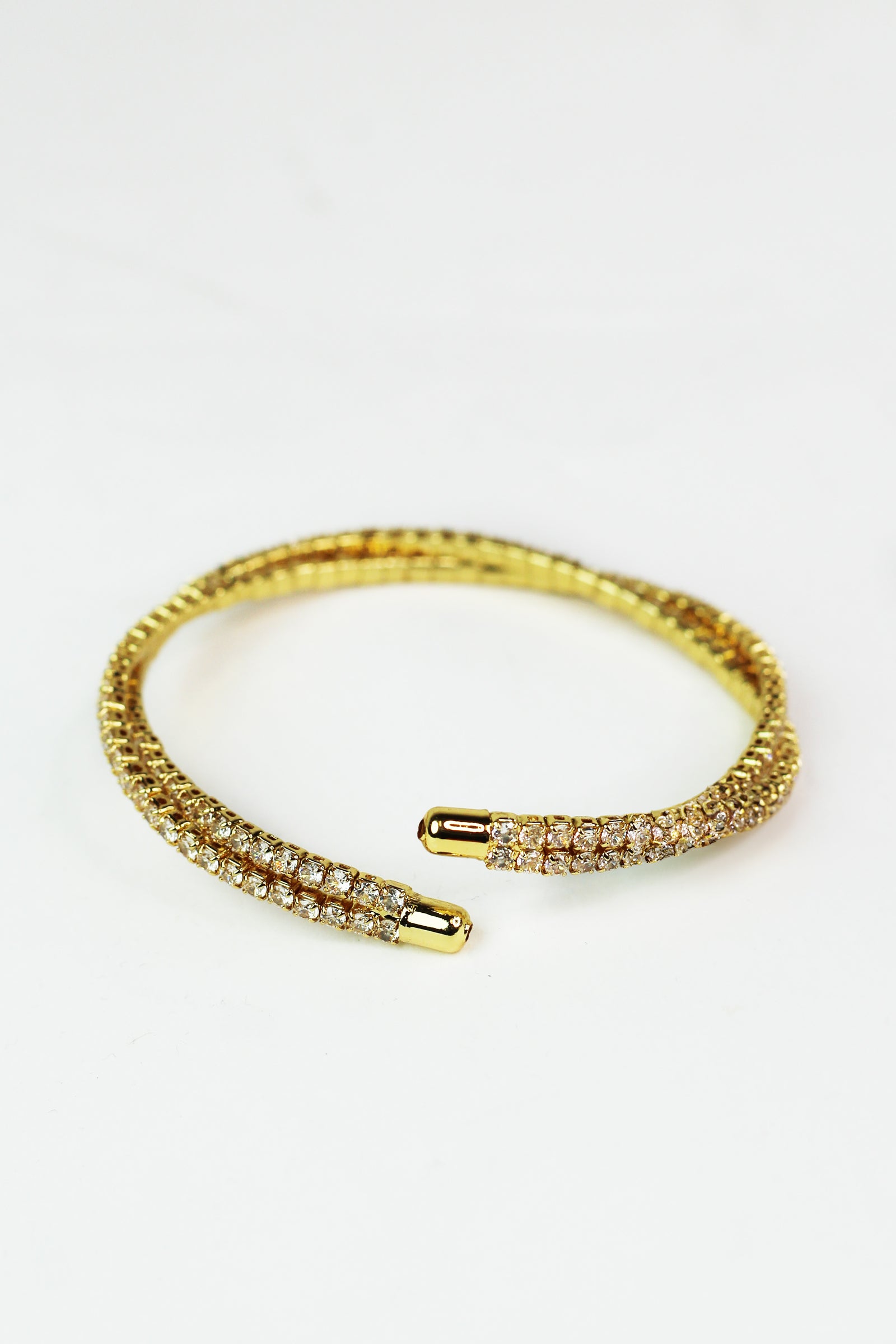 Two Row Rhinestone Thin Twist Bangle