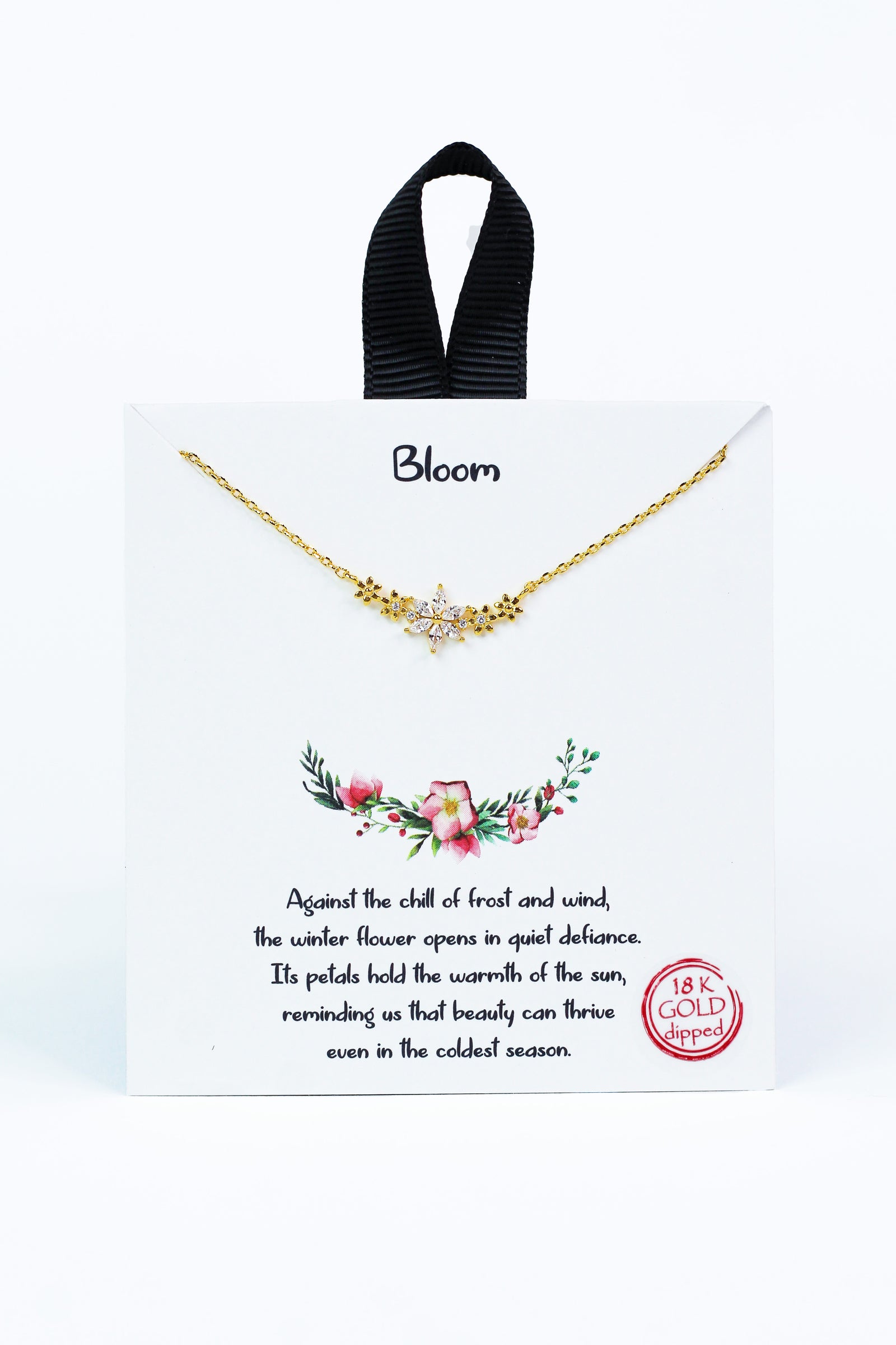 Dainty Floral Rhinestone Accent Necklace