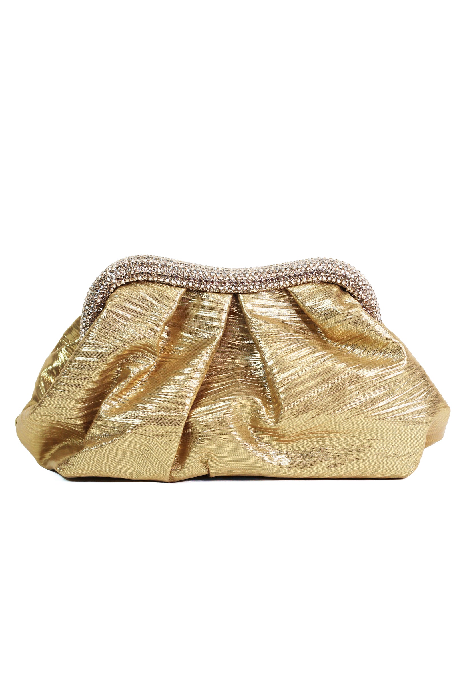 Metallic Rhinestone Push Close Clutch