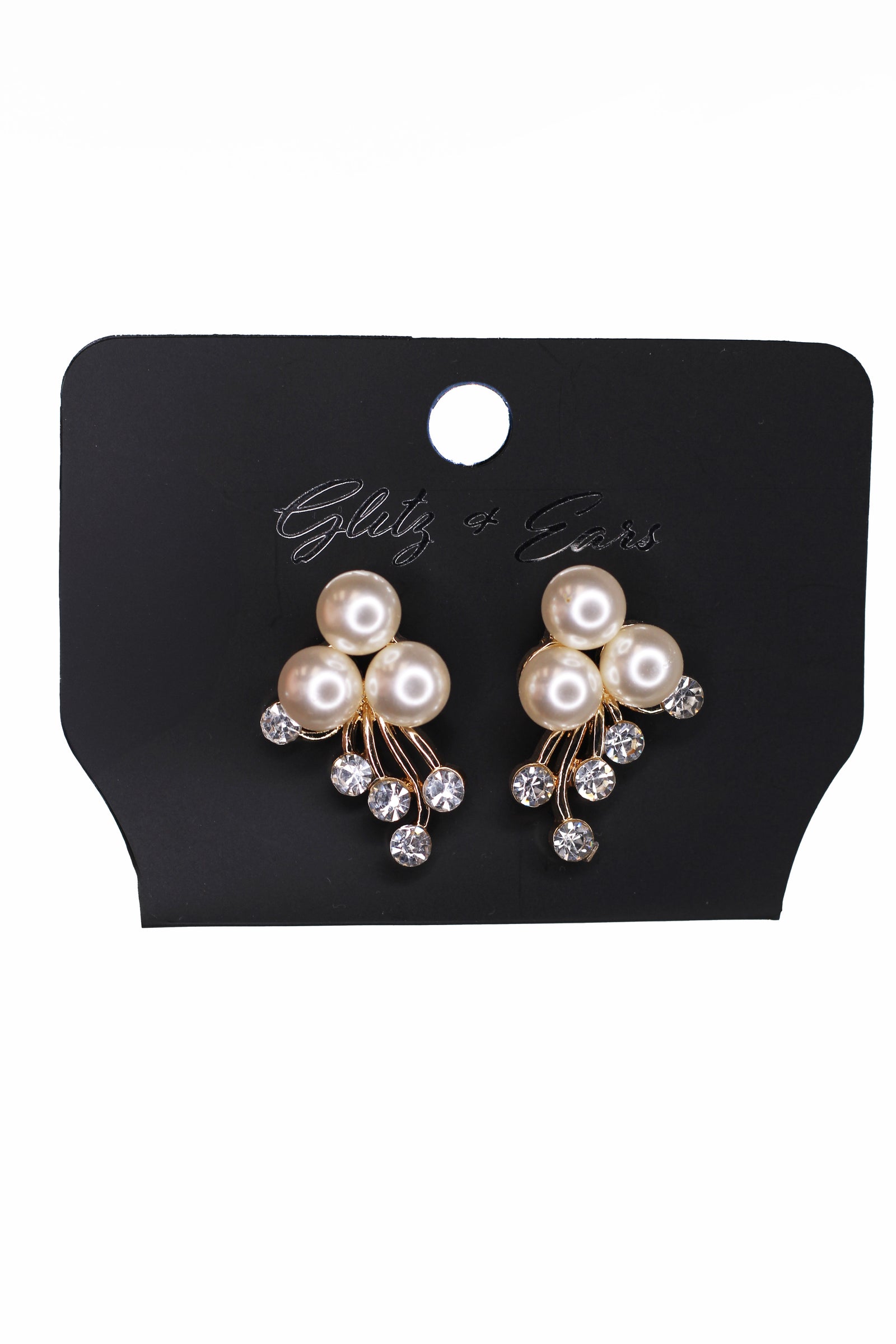 Rhinestone Pearl Dropdown Necklace