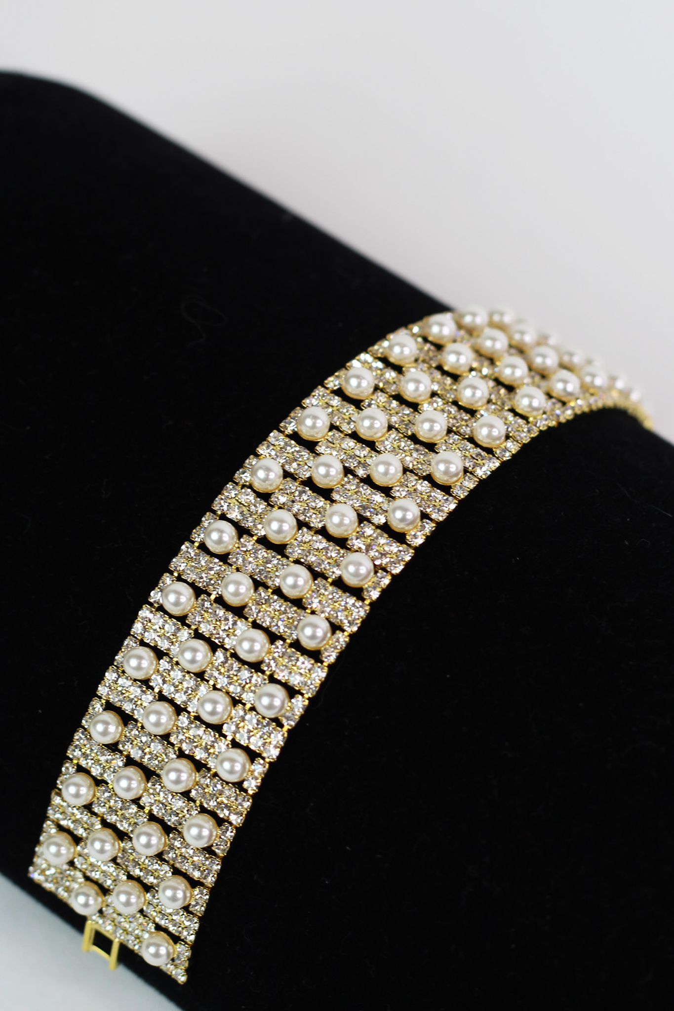 Wide Rhinestone Stagger Raised Stones Tennis Bracelet