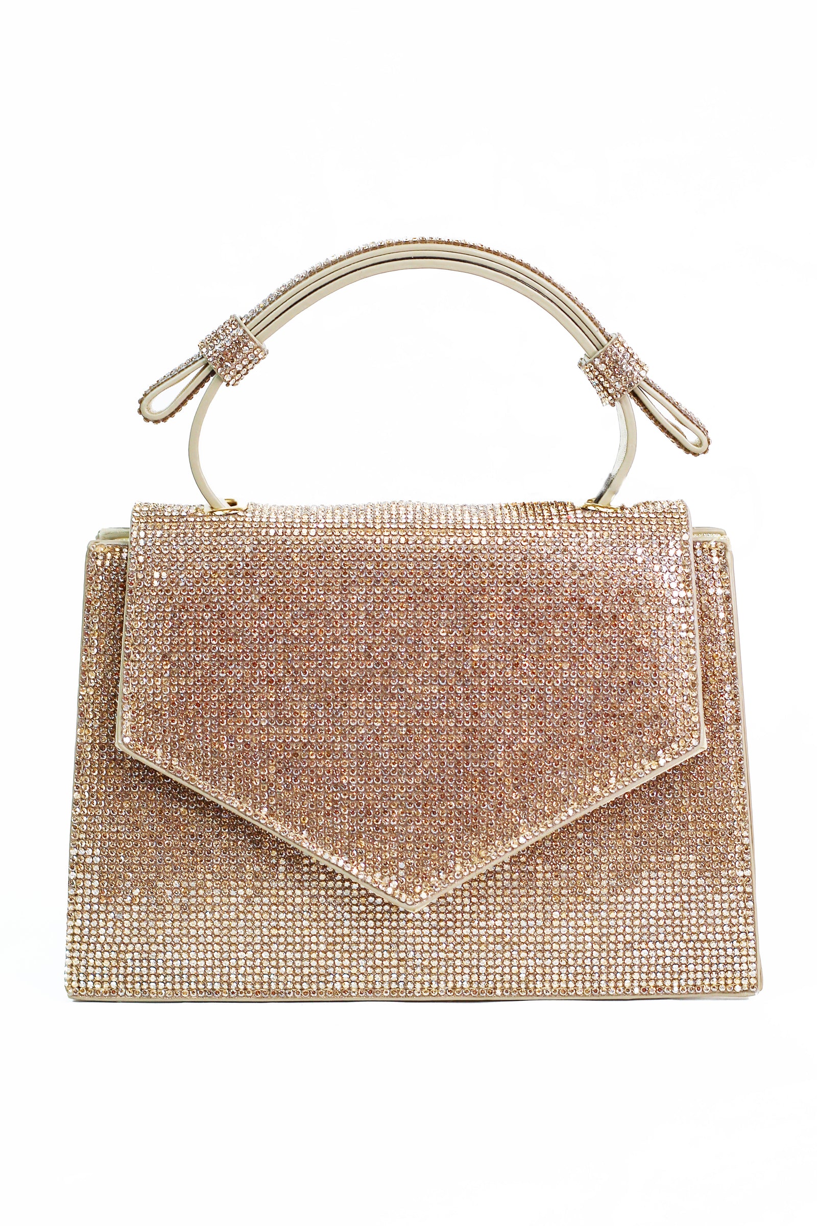 All Over Rhinestone Covered Front Flap w/ Single Handle Evening Bag