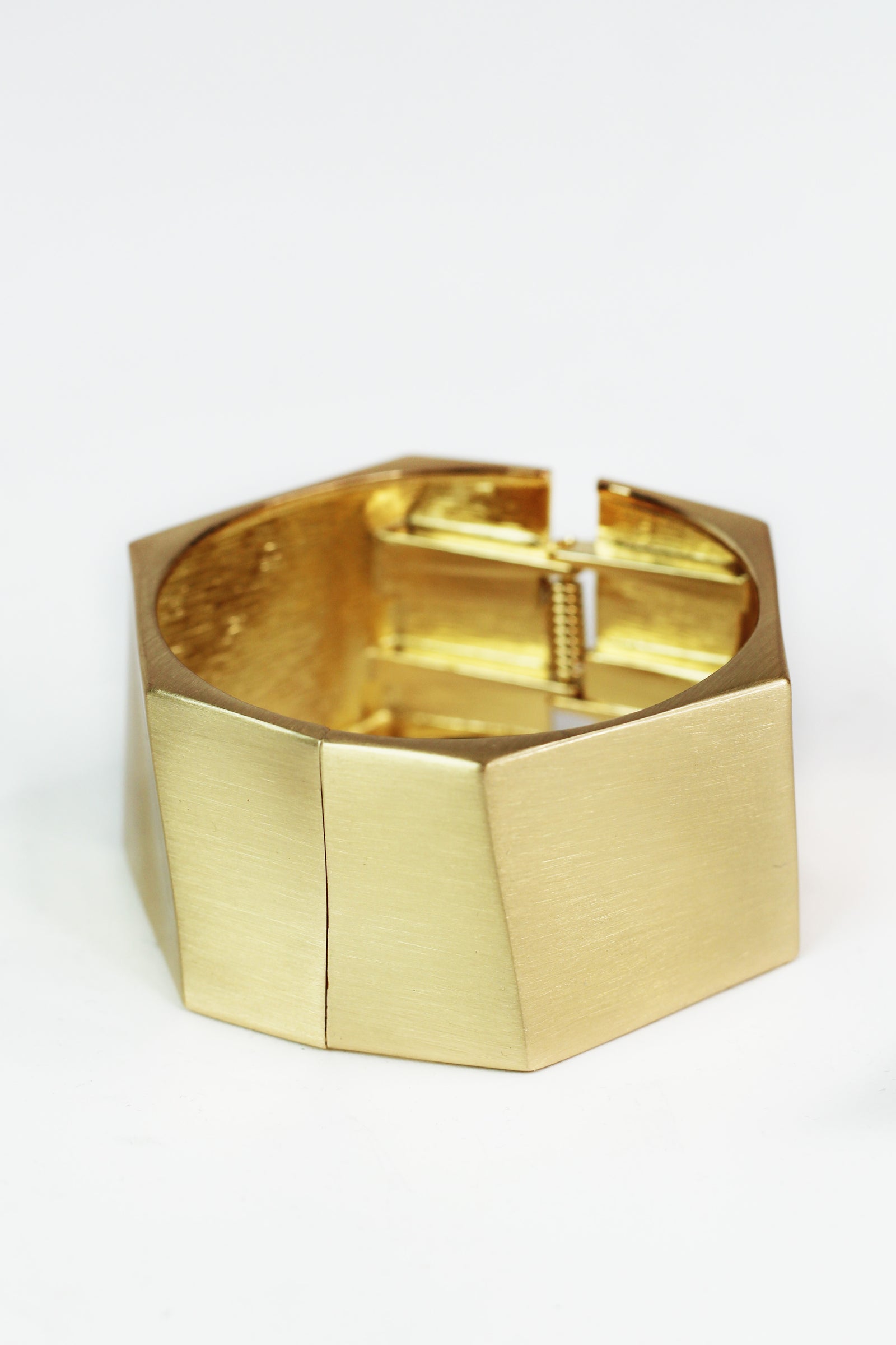 Thick Matte Metal Hexagon Bangle