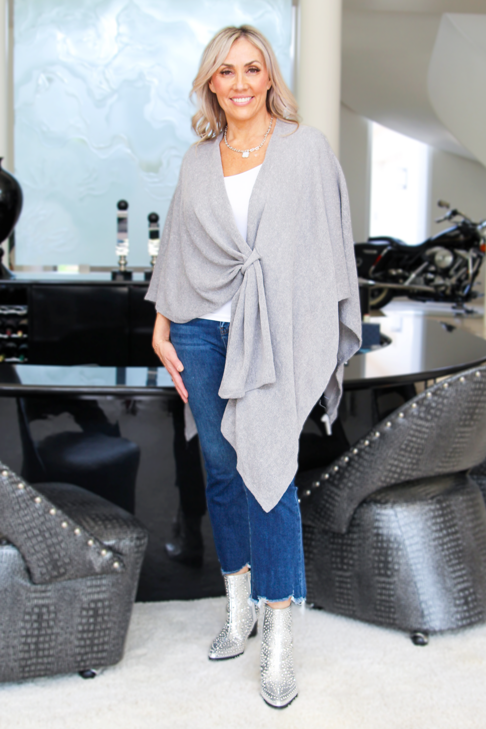 Knit Wrap w/ Front Loop Closure - Glitz & Ears Boutique