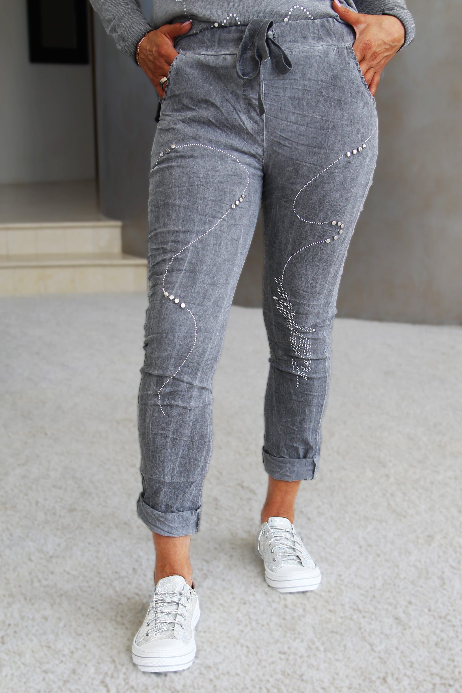 Shimmer Swirl Stretch Pant W/ Rhinestones