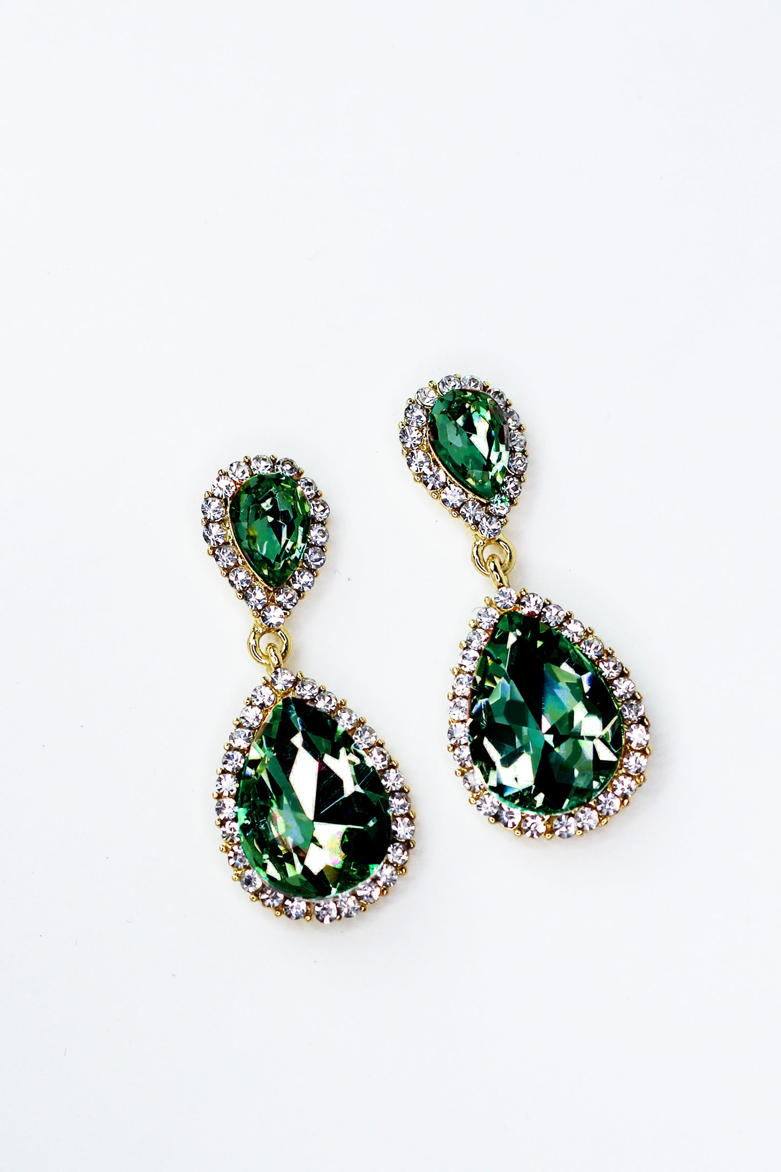 Teardrop Rhinestone Trim Earring