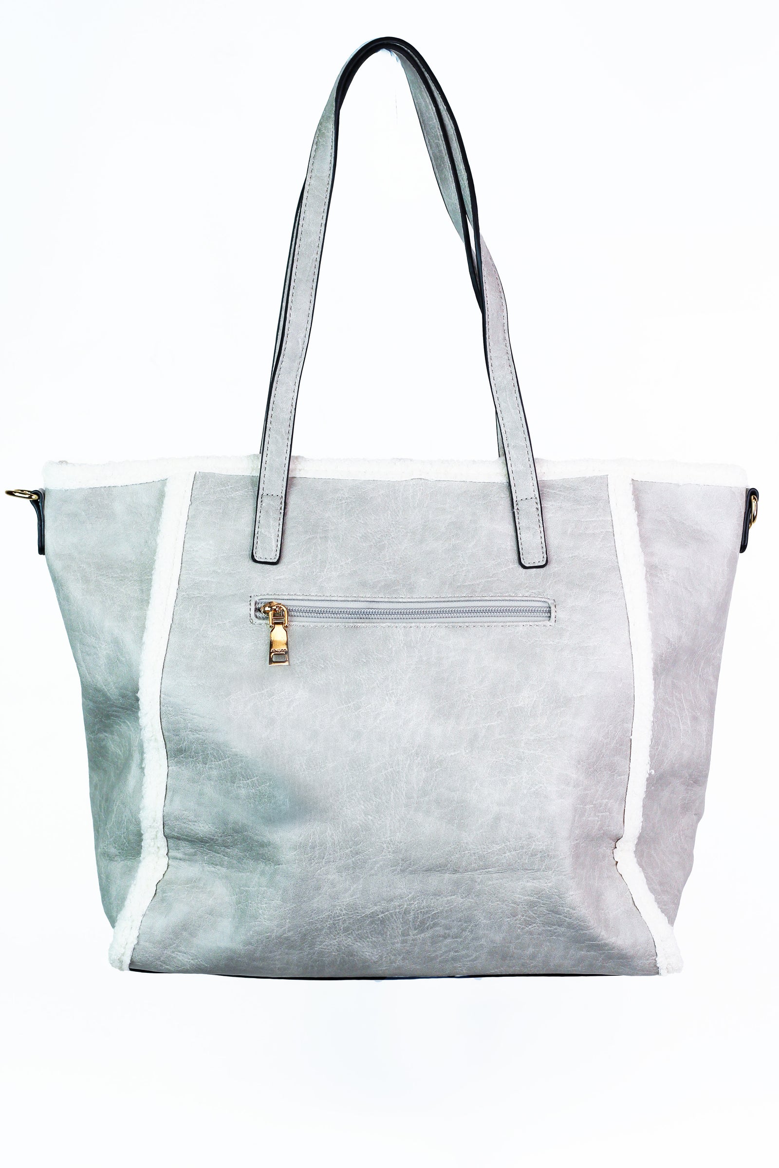 Sherpa Trim Tote w/ Front Pocket