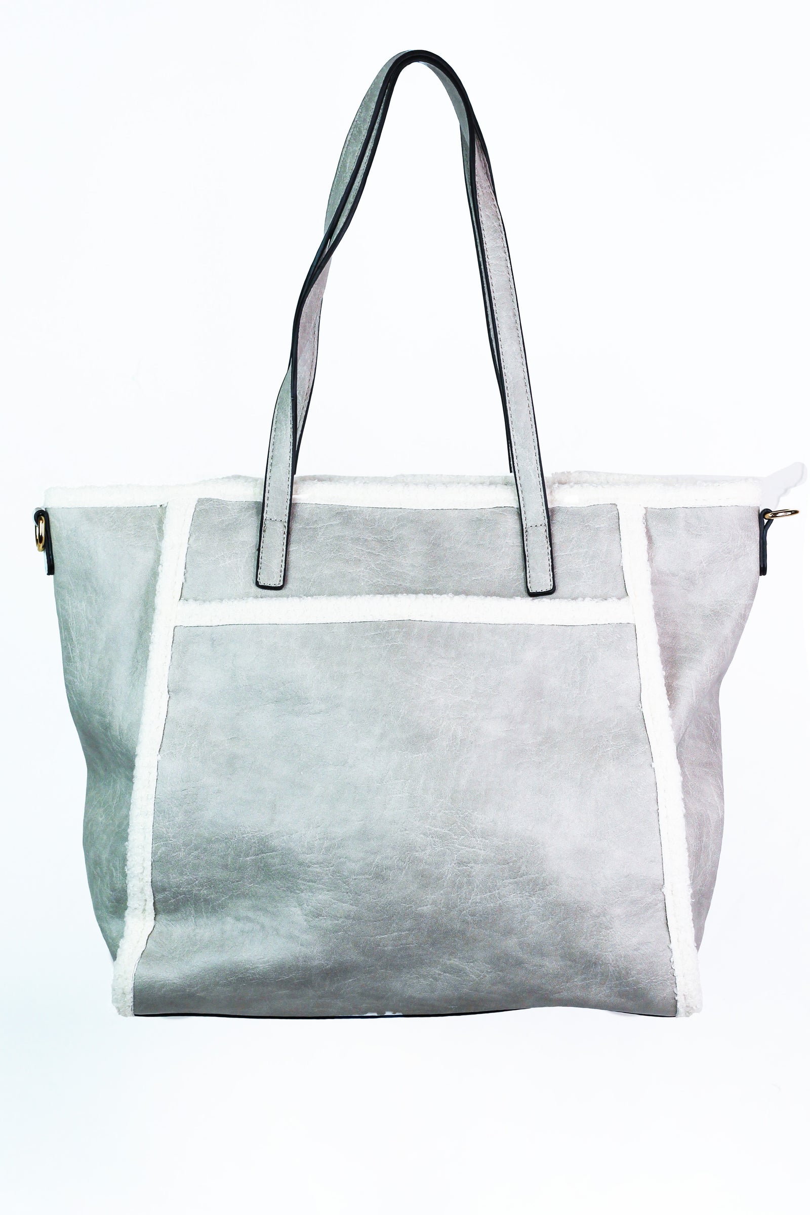 Sherpa Trim Tote w/ Front Pocket