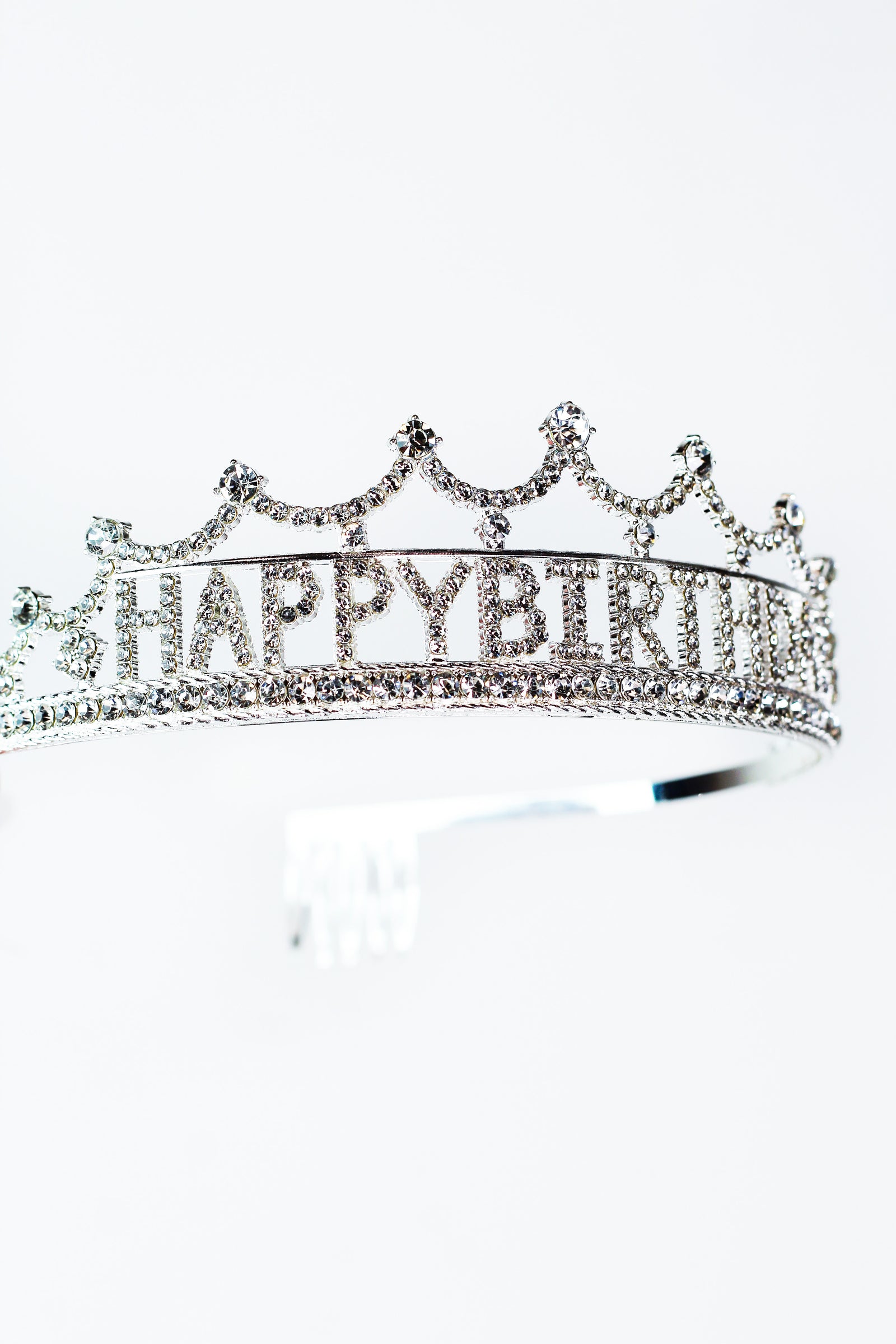Rhinestone Happy Birthday Tiara w/ Scalloped Top - Glitz & Ears Boutique