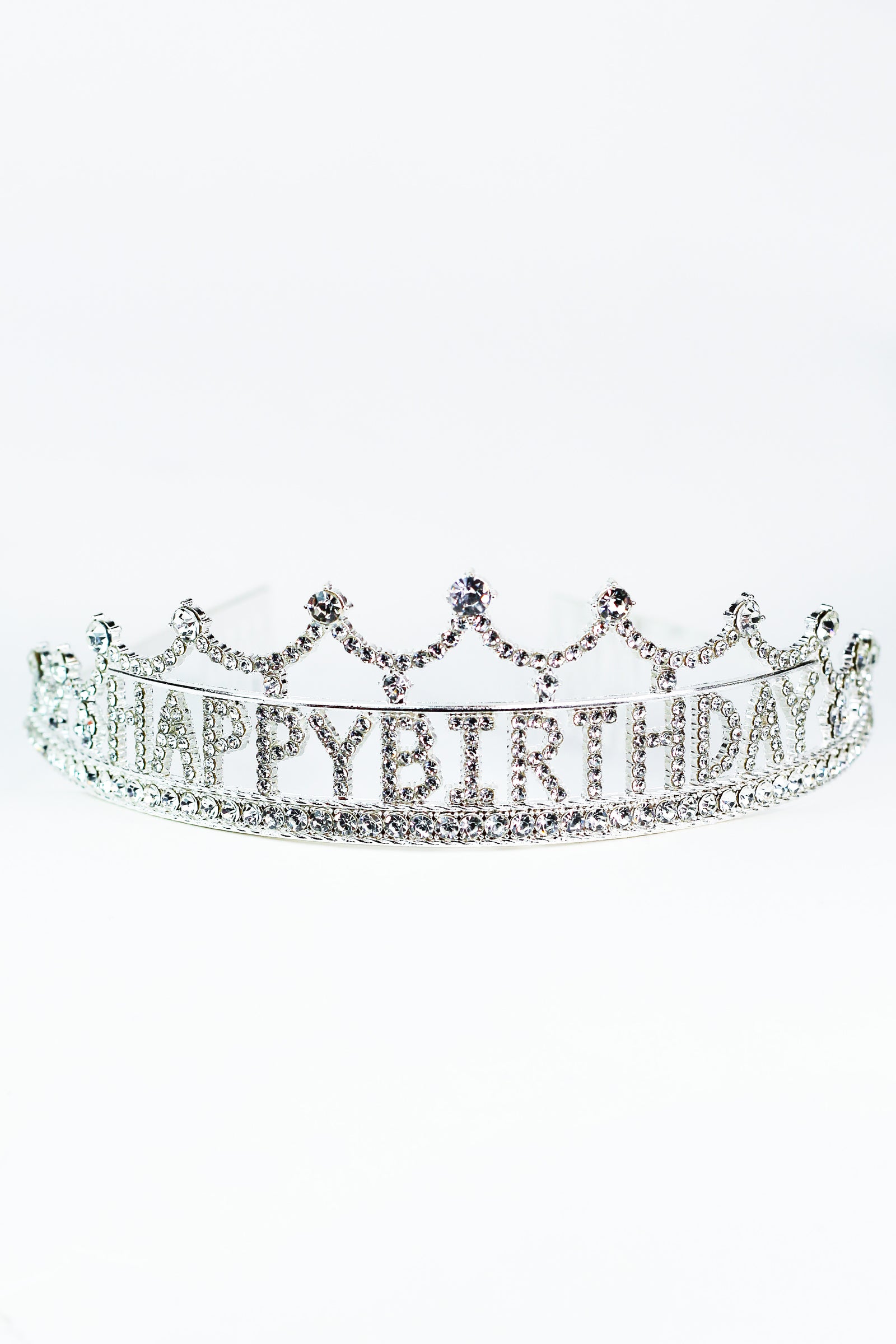 Rhinestone Happy Birthday Tiara w/ Scalloped Top - Glitz & Ears Boutique