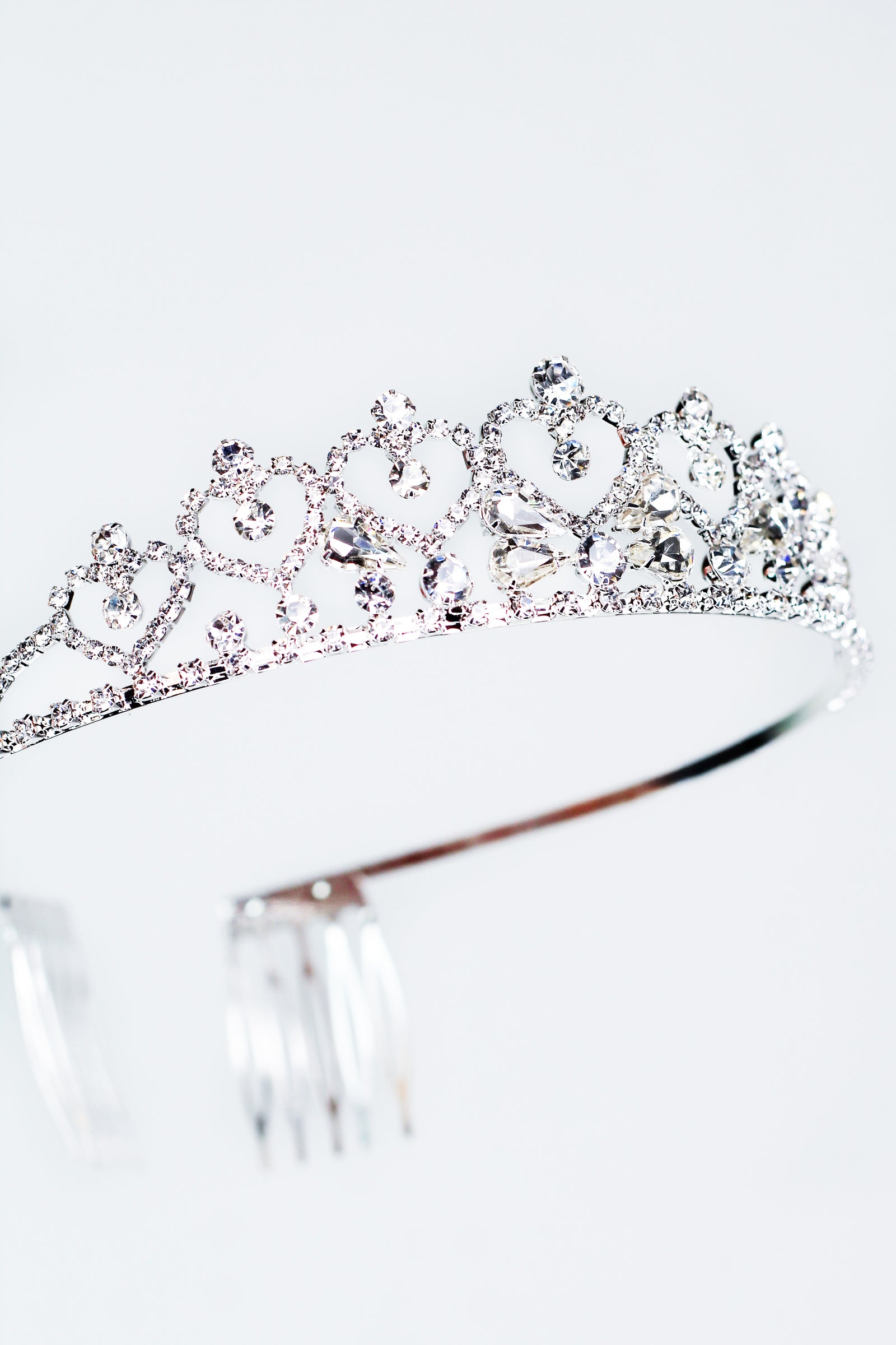Rhinestone Open Hearts Round & Teardrops Tiara