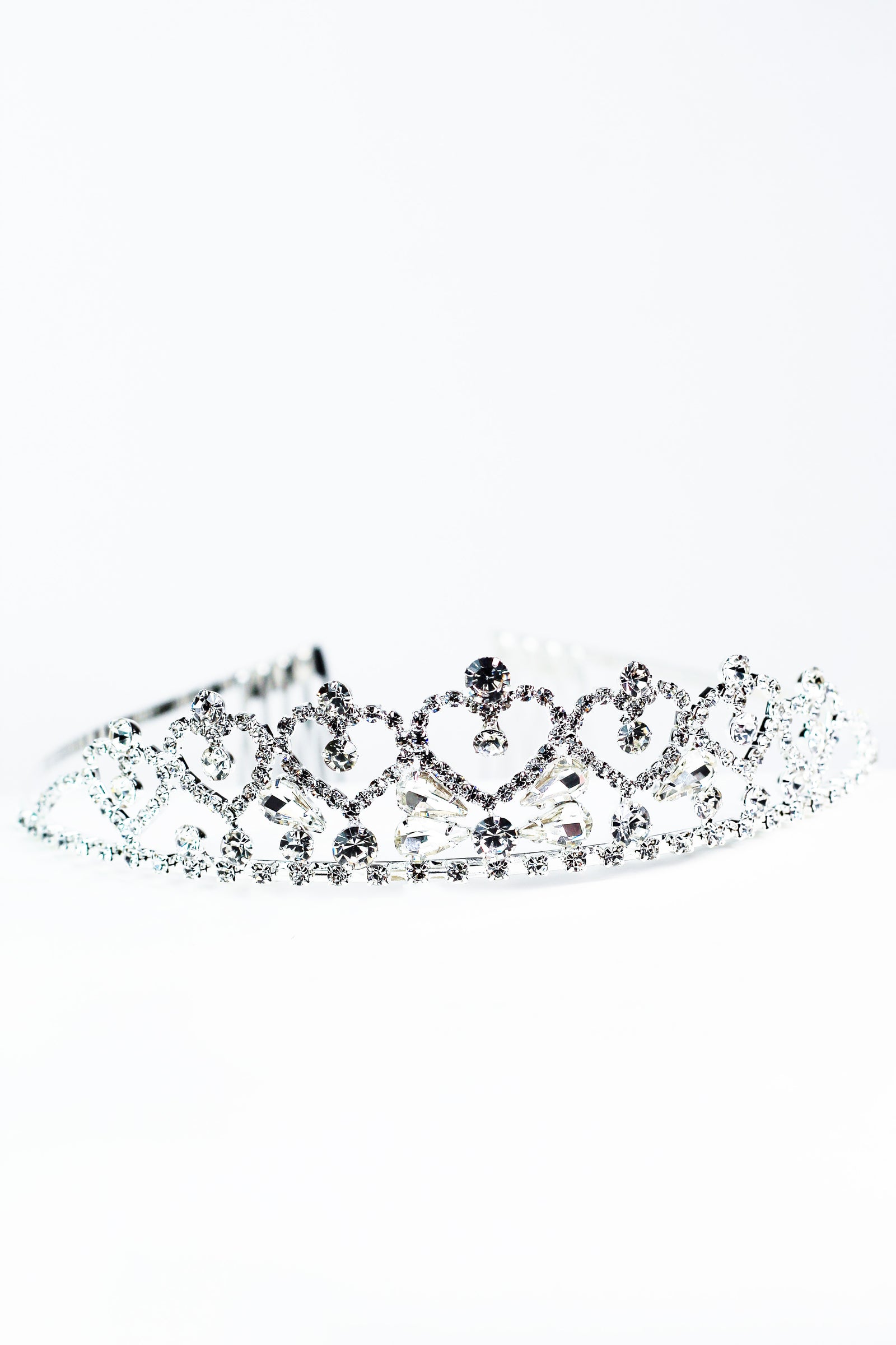 Rhinestone Open Hearts Round & Teardrops Tiara