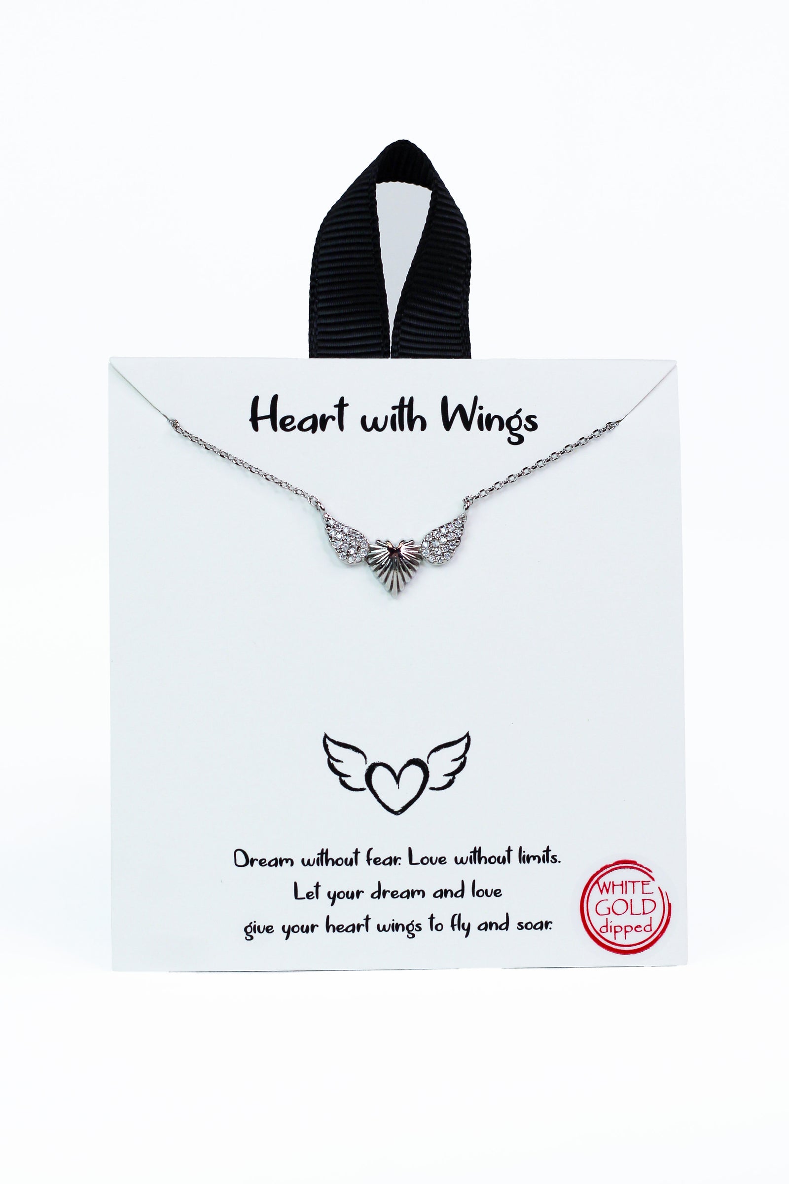 Winged Heart Rhinestone Necklace