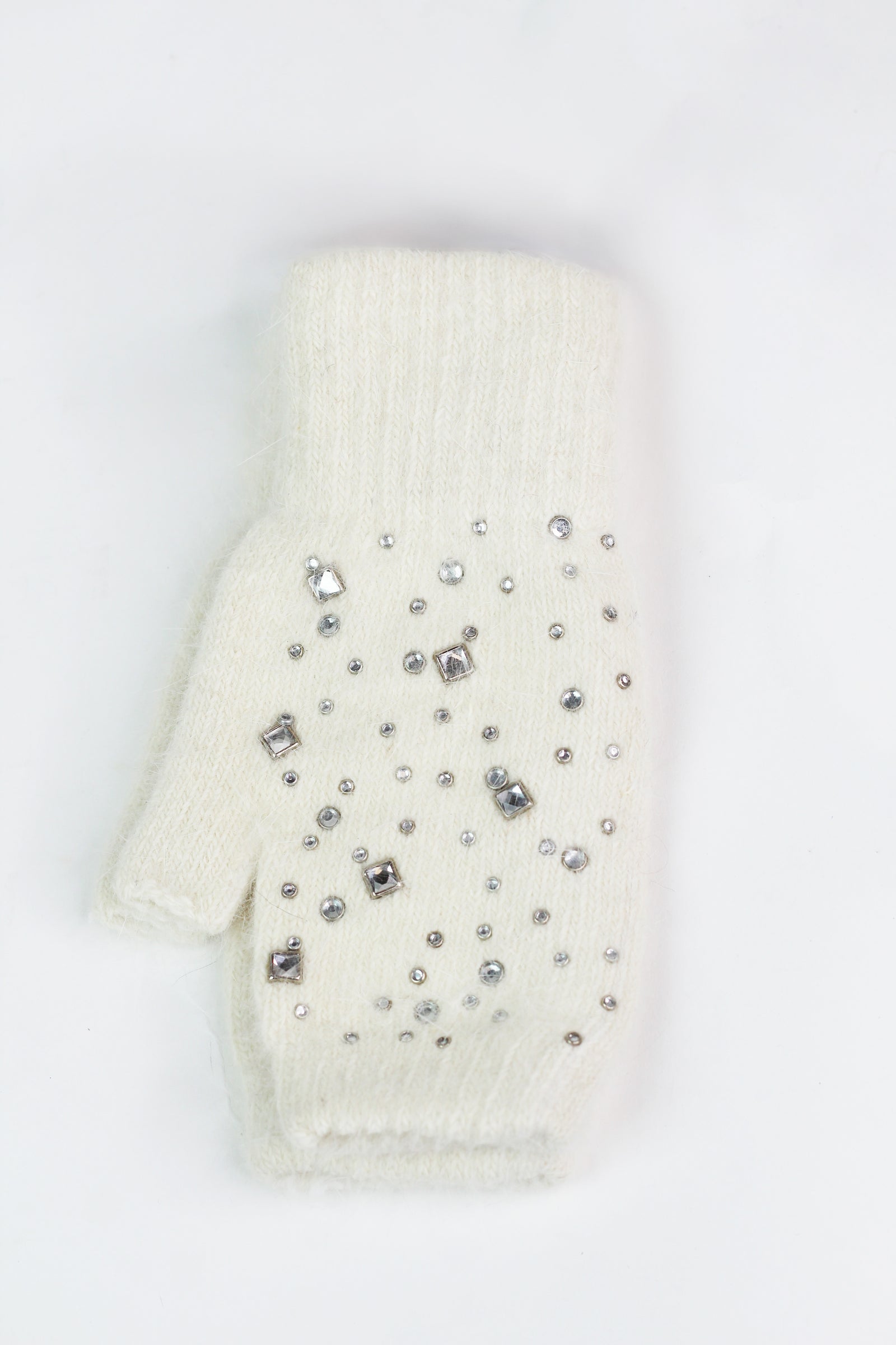 Fingerless Gloves w/ Scattered Square & Round Rhinestuds