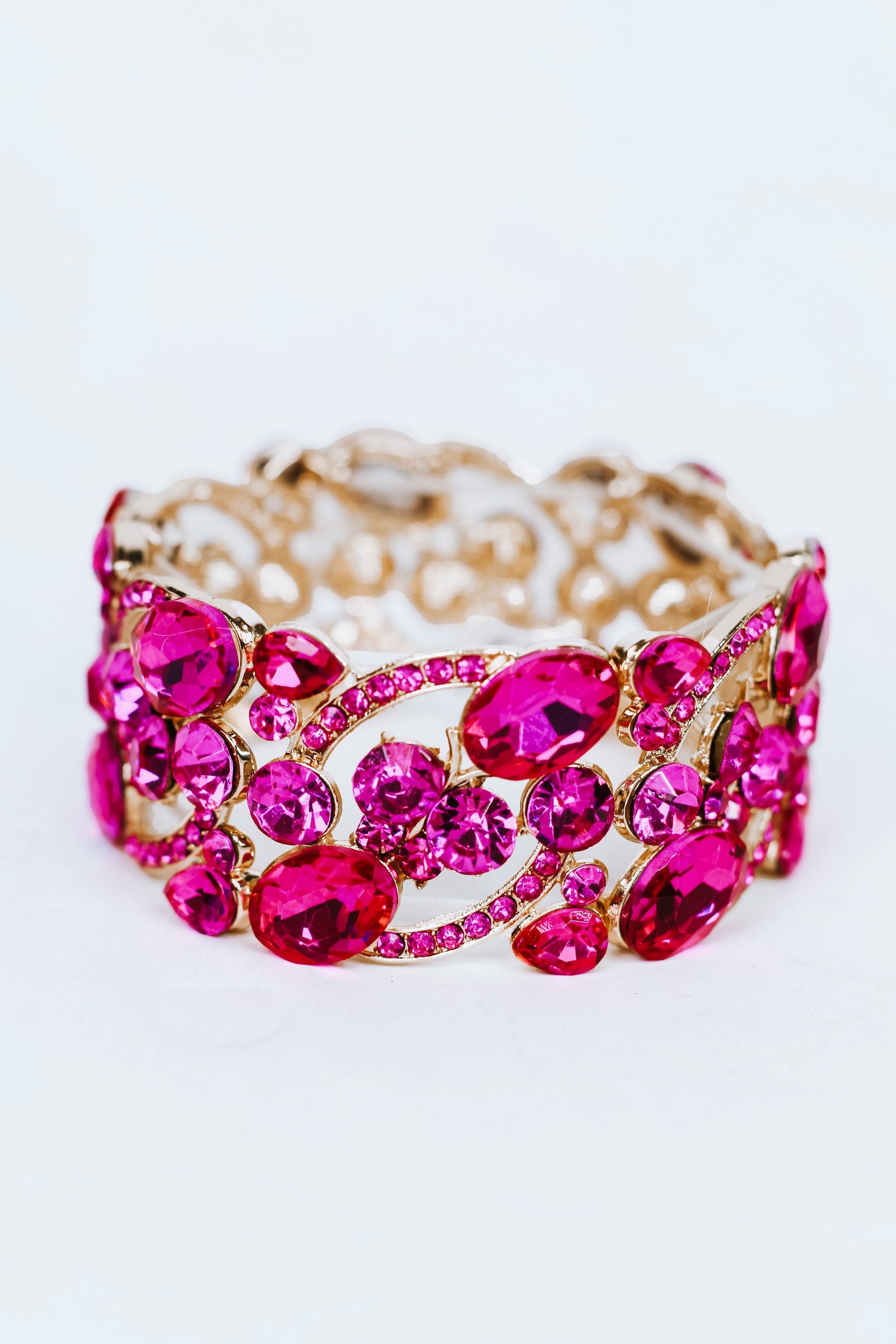 Oval & Stone Bar Stretch Bracelet