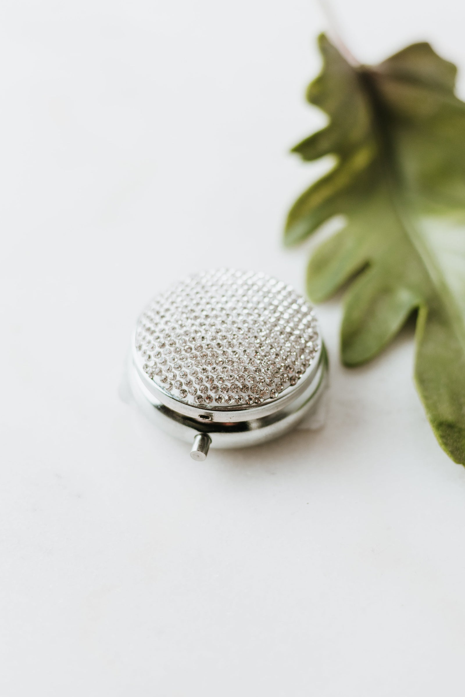 Round Rhinestone Pill Box