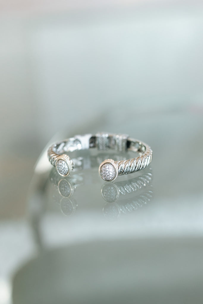 Baguette Stone End Metal Cuff Bracelet - Glitz & Ears Boutique