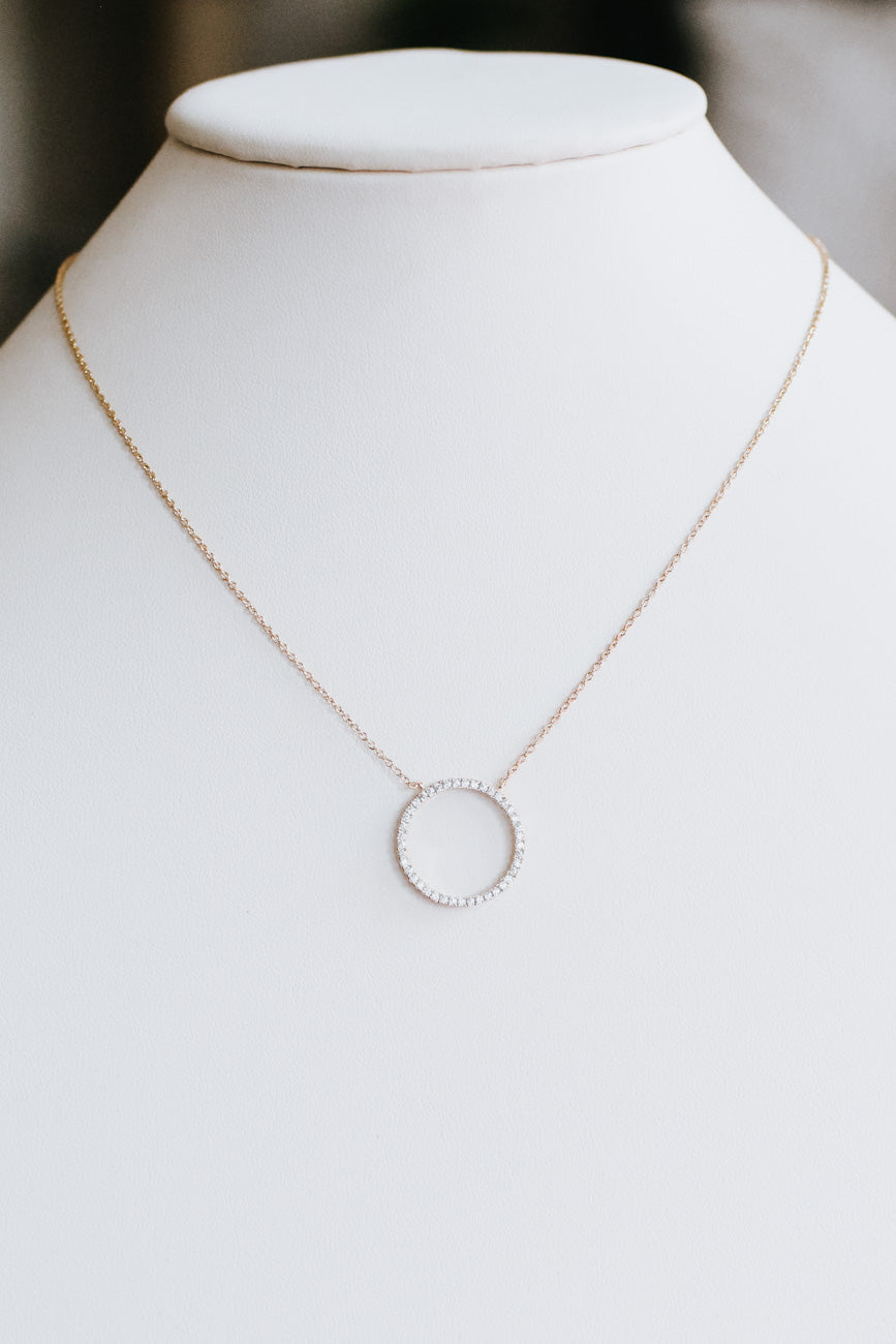 Dainty Open Rhinestone Circle Necklace