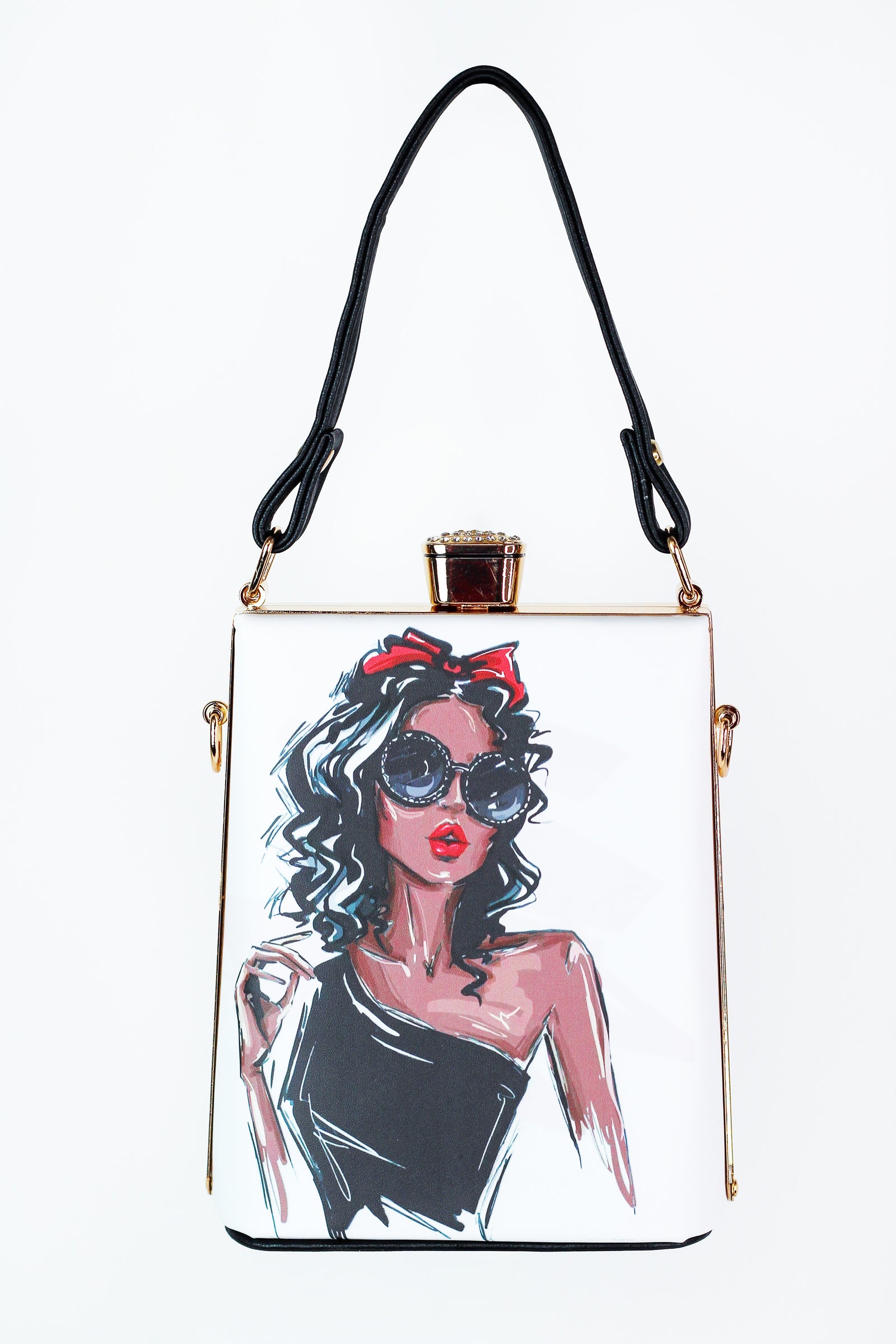 "Lady In Sunglasses" Digital Print Rectangle Clutch