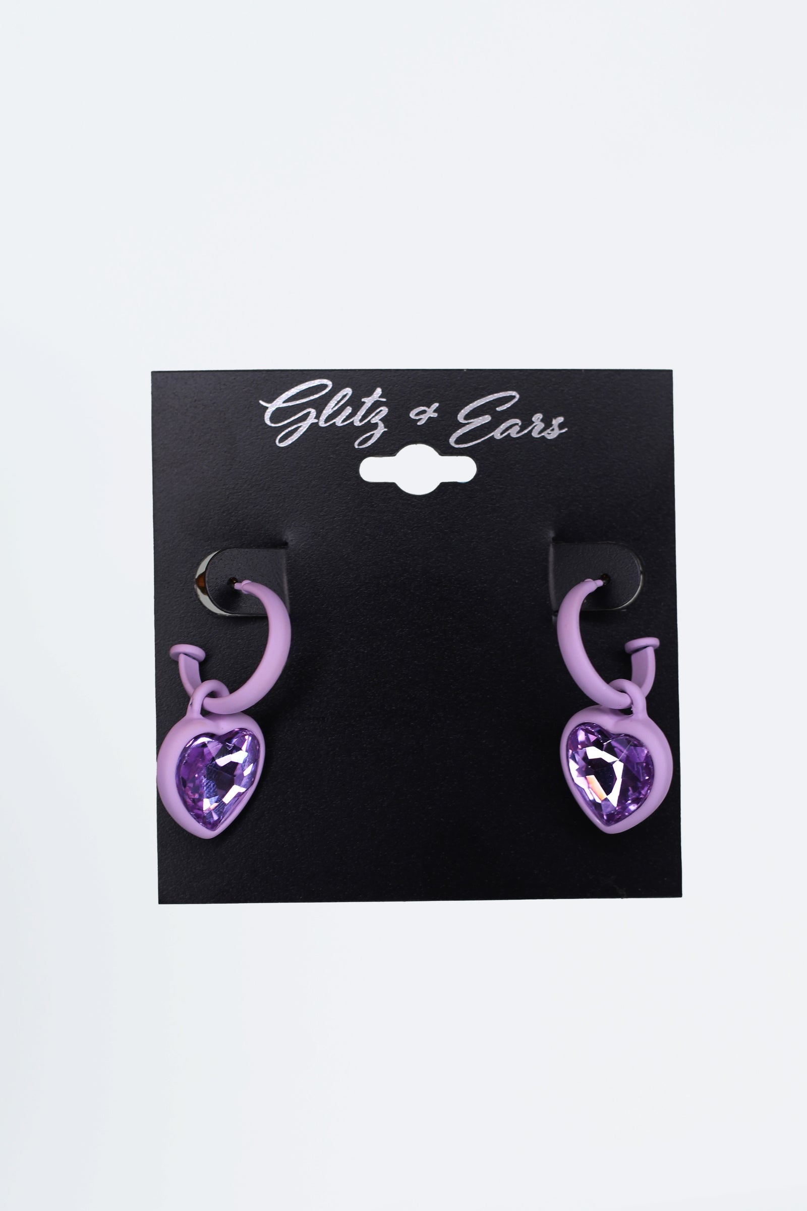 Open Hoop w/ Dangling Stone Heart Earrings