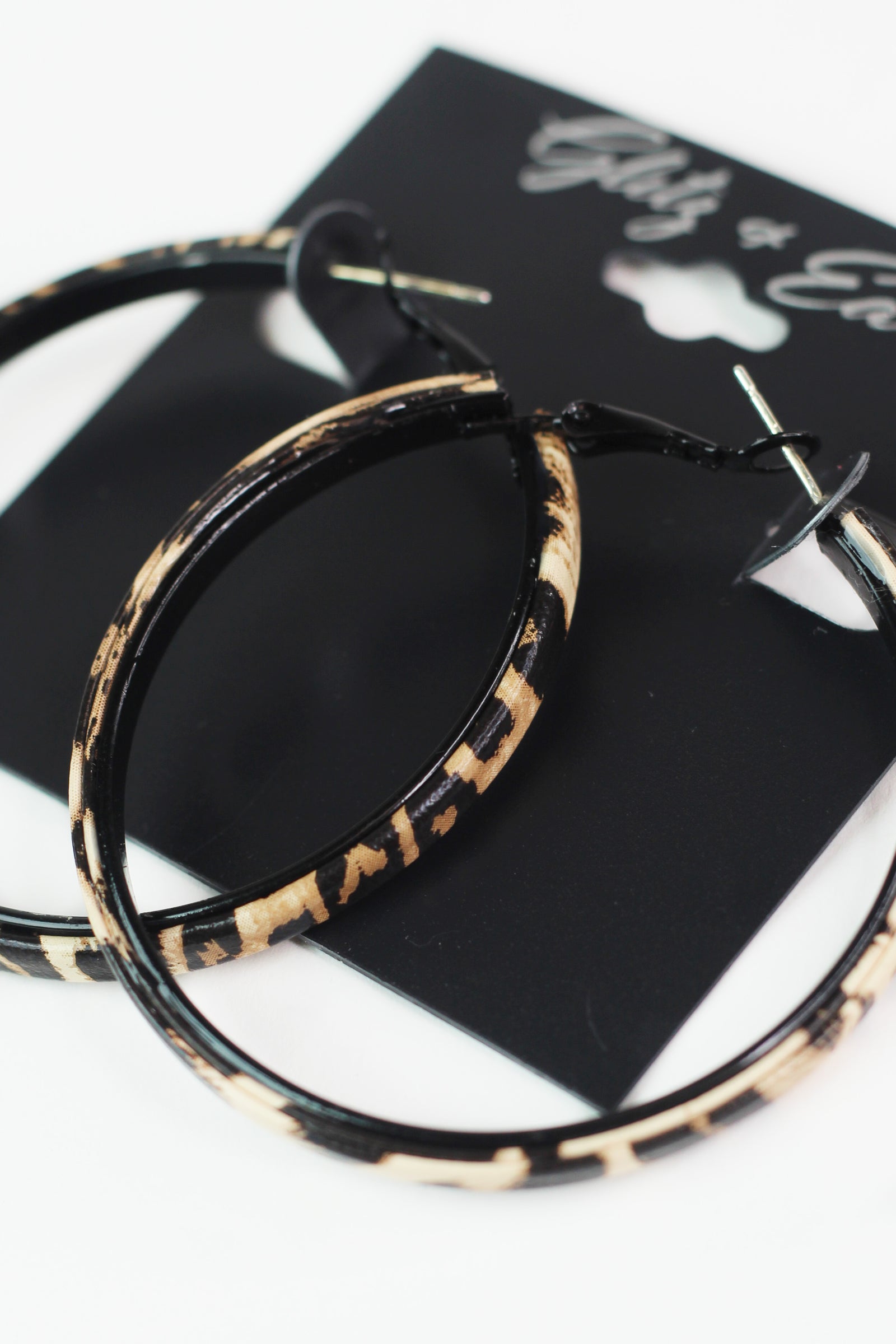 Leopard Print Lever Back Hoop Earrings