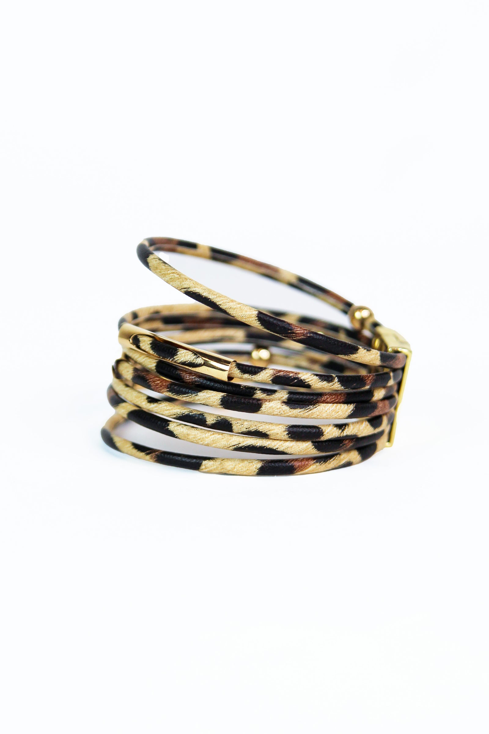 Leopard & Metal Bead Magnetic Bracelet