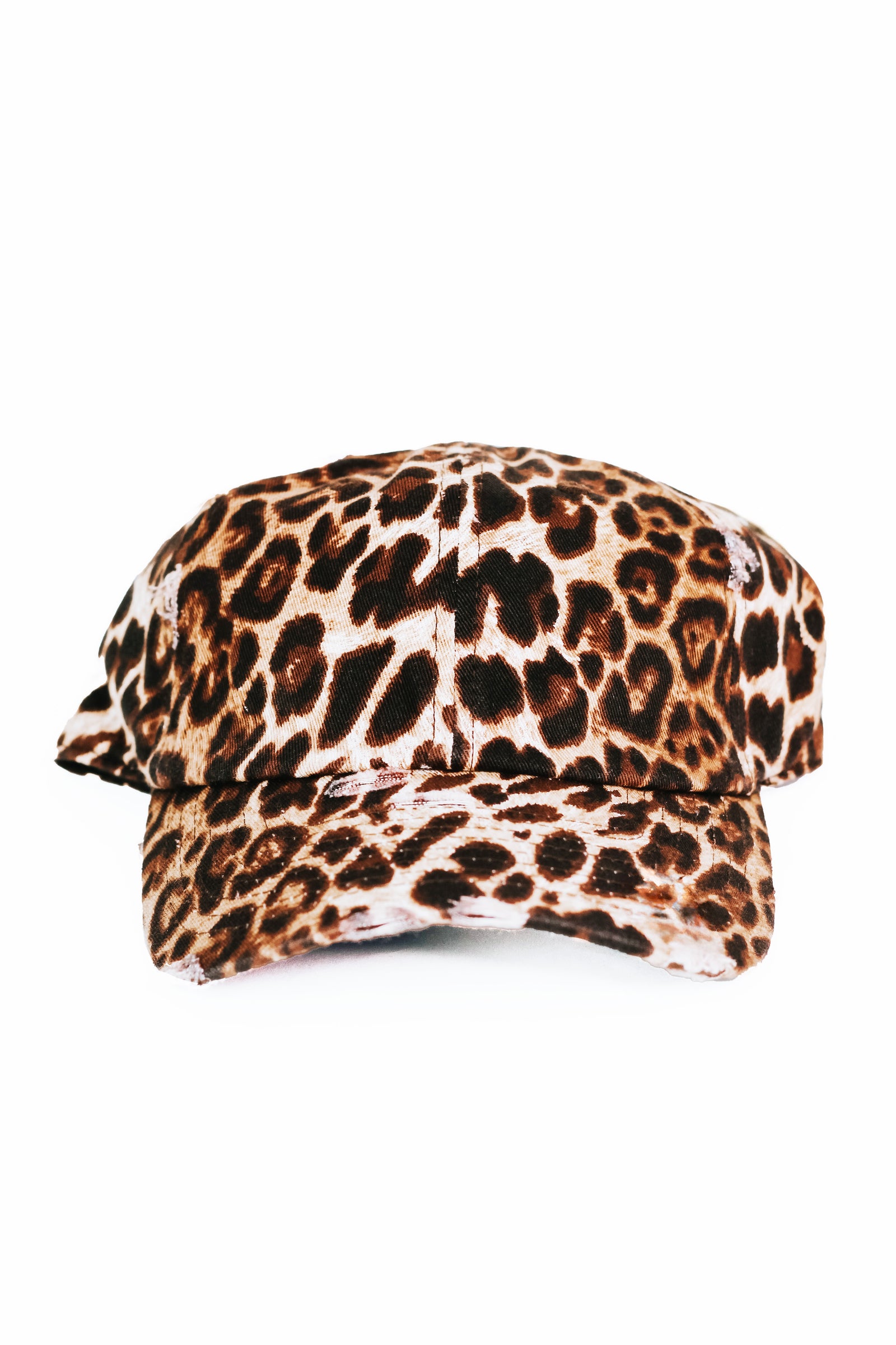 Distressed Leopard Print Baseball Cap