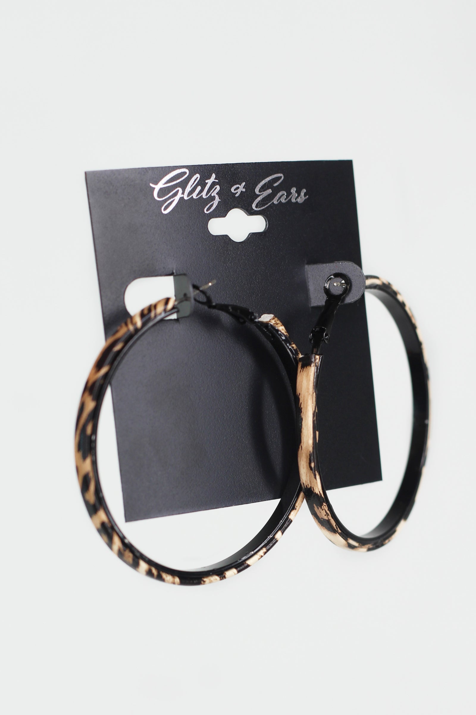 Leopard Print Lever Back Hoop Earrings
