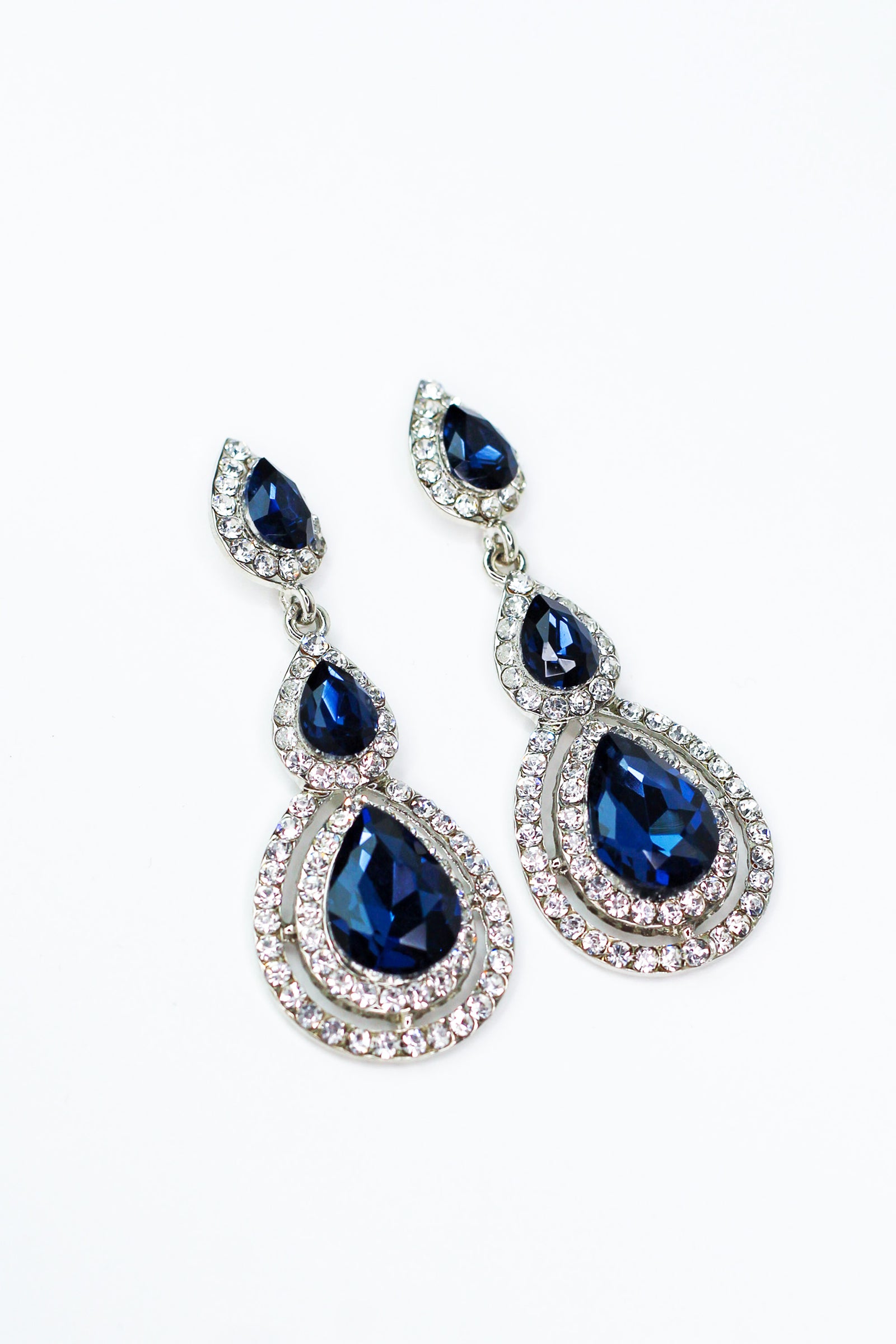 3 Teardrop 2 Rhinestone Trim Bottom Earrings - Glitz & Ears Boutique
