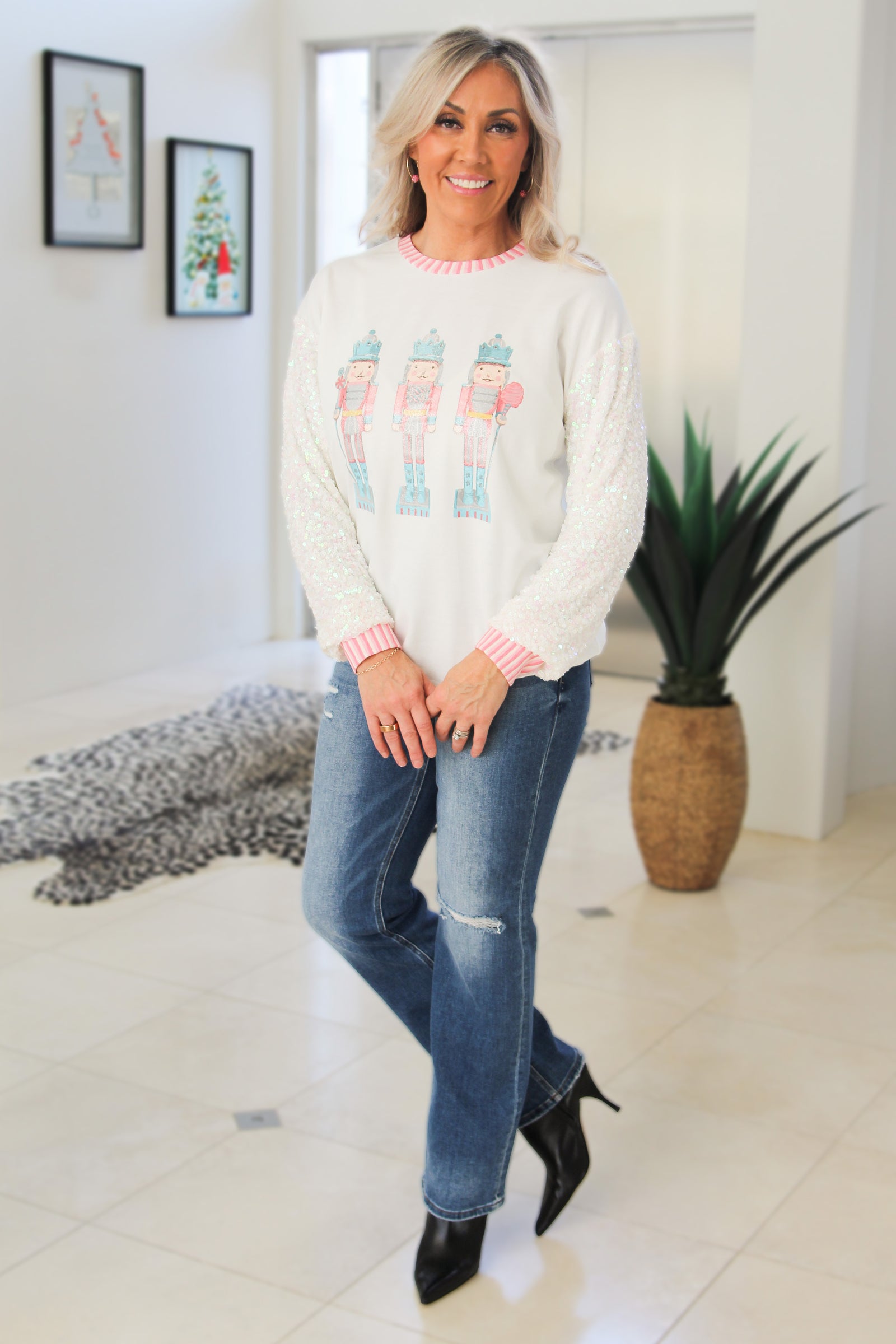 Glitter Nutcracker Top w/ Sequin Arms