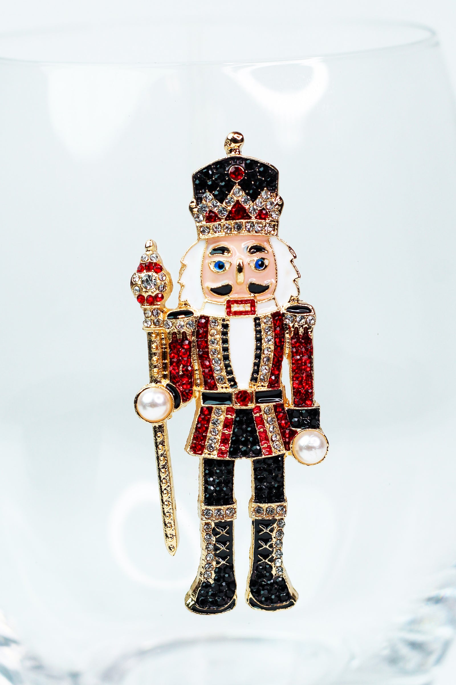 Nutcracker Rhinestone Stemless Wine Glass