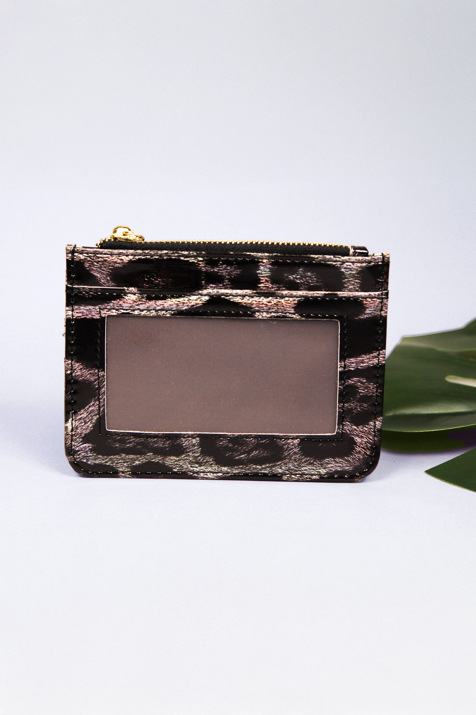 Zippered Leopard Print Cardholder w/ Tassel
