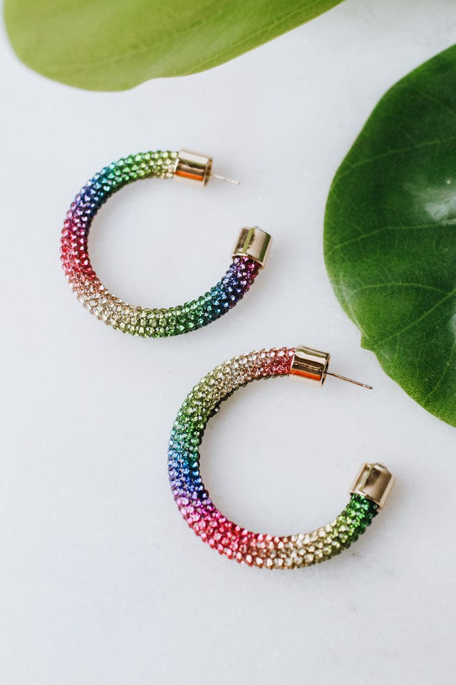 Medium All Rhinestone Hoop