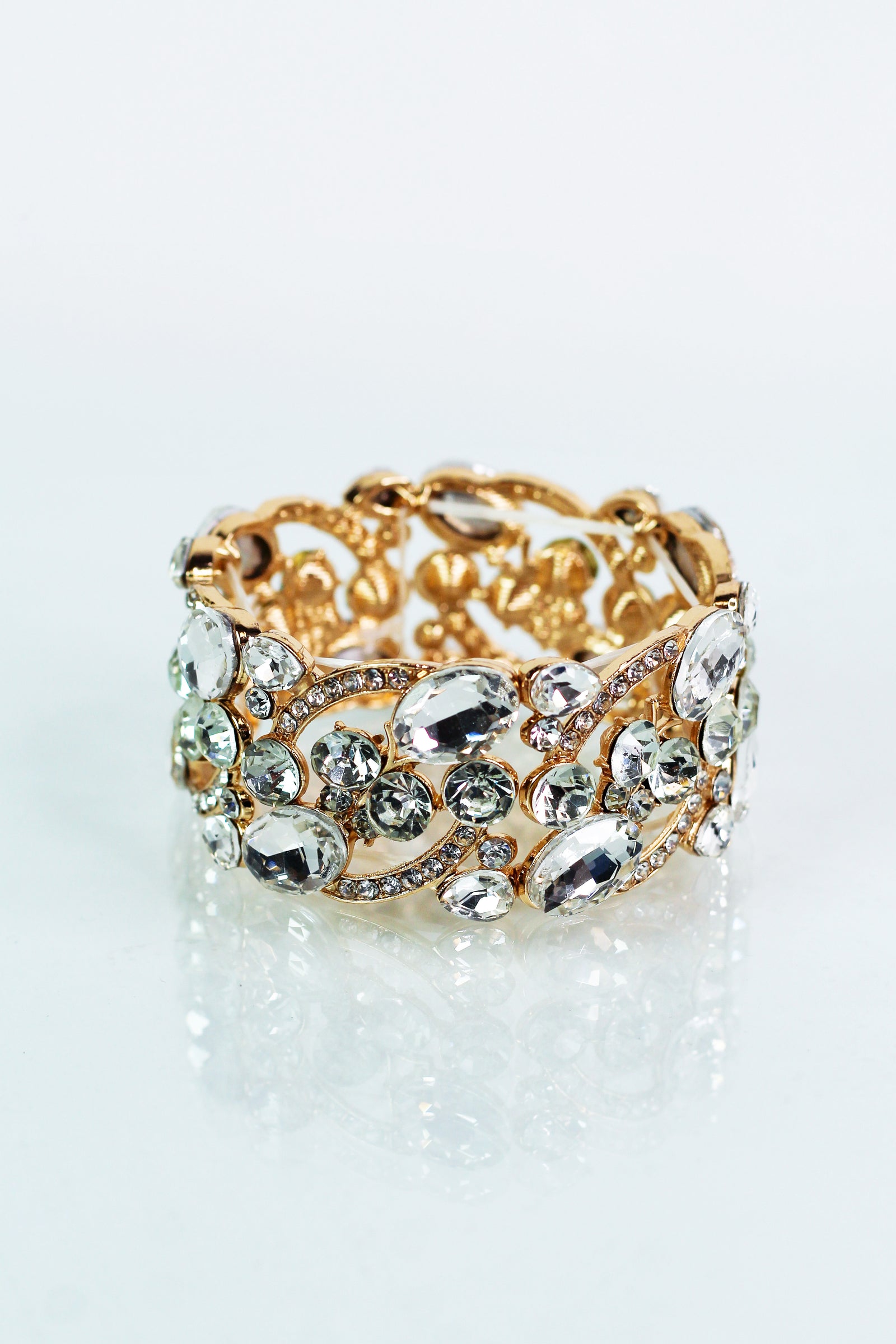 Oval & Stone Bar Stretch Bracelet