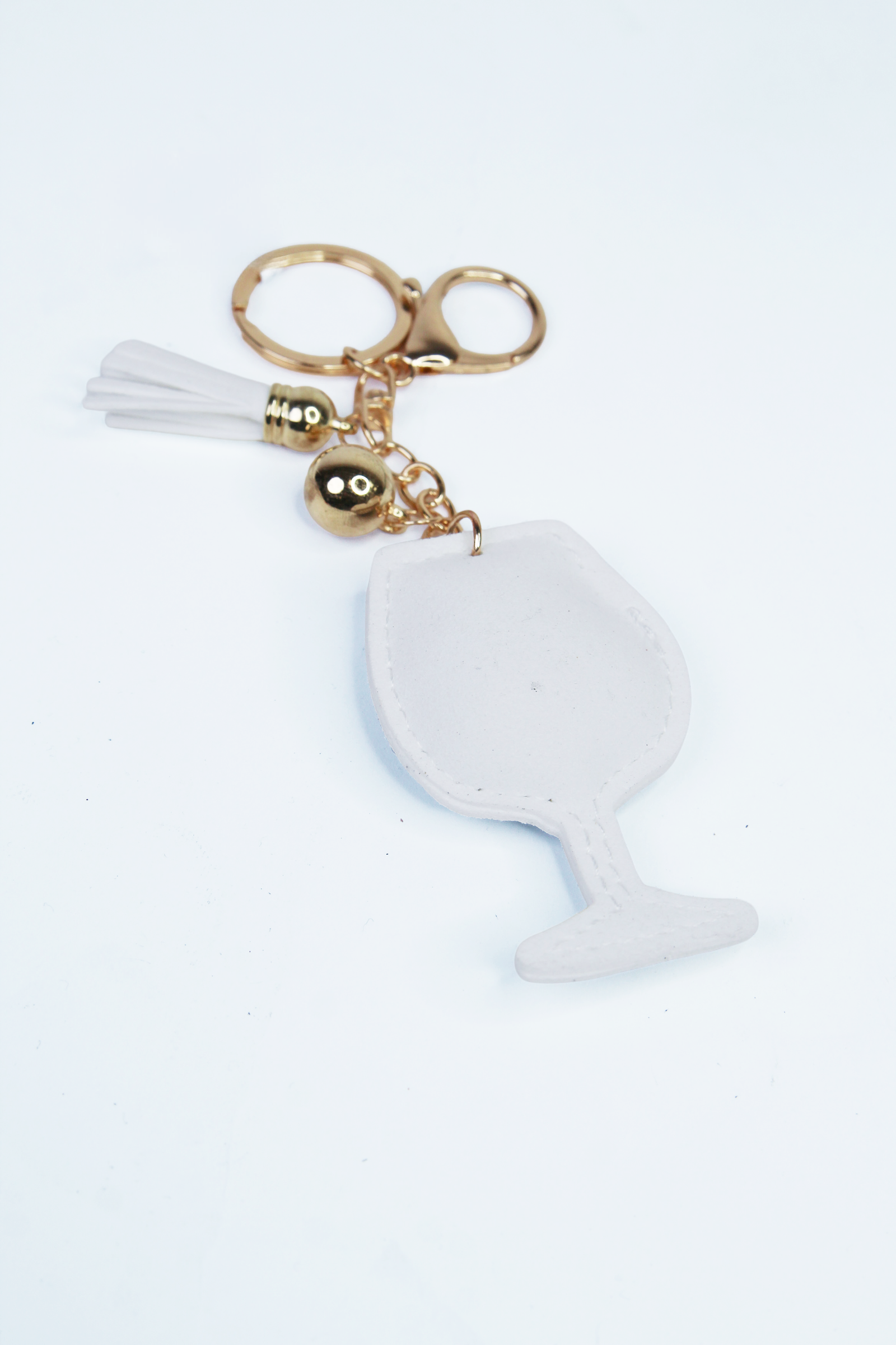 Rhinestone Puff Wine Glass Keychain