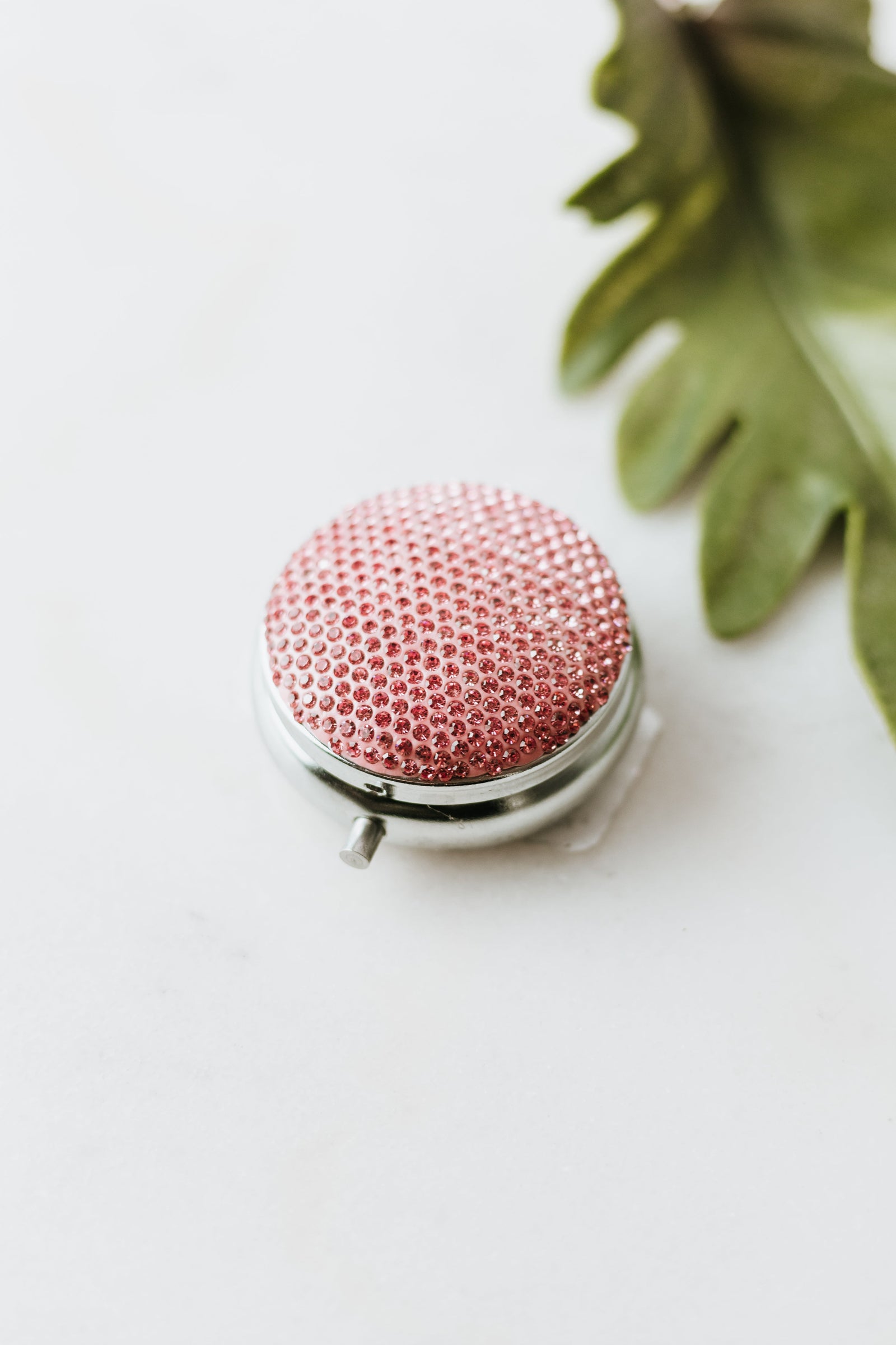 Round Rhinestone Pill Box