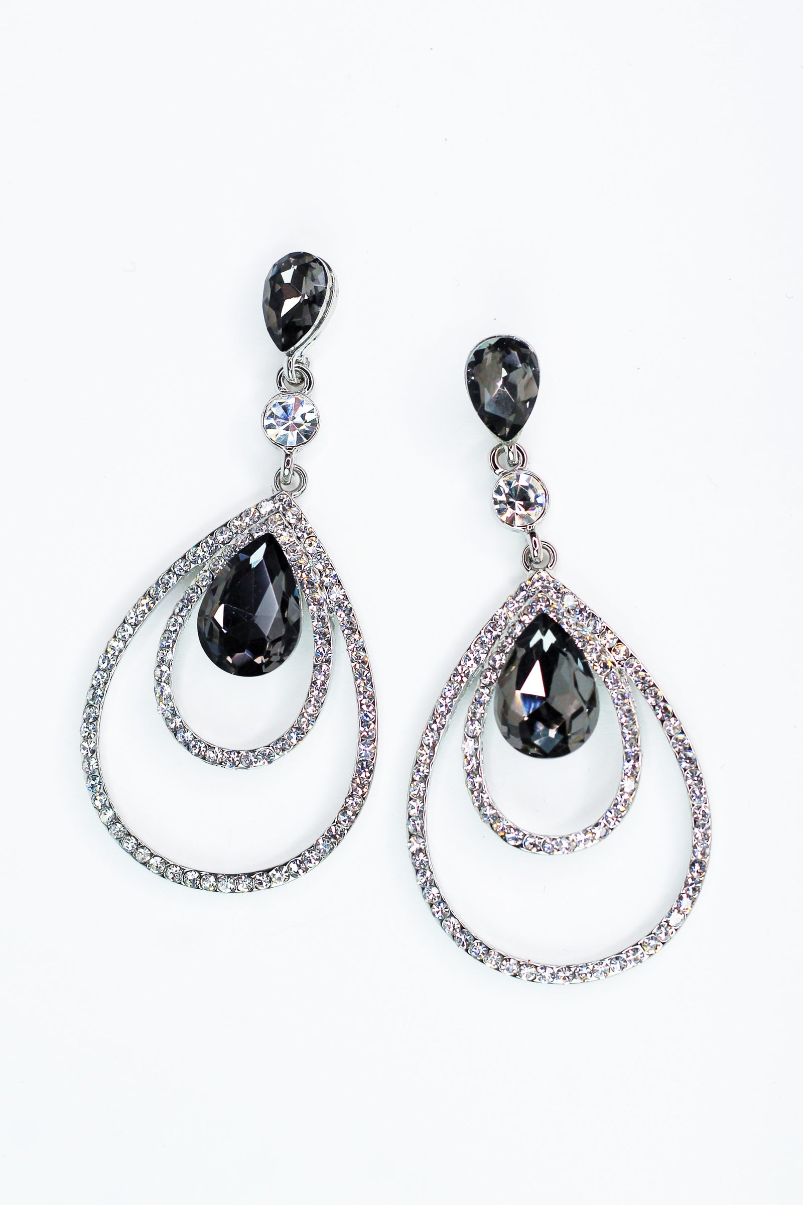 Two Spaced Trim Bottom Teardrop Earring - Glitz & Ears Boutique