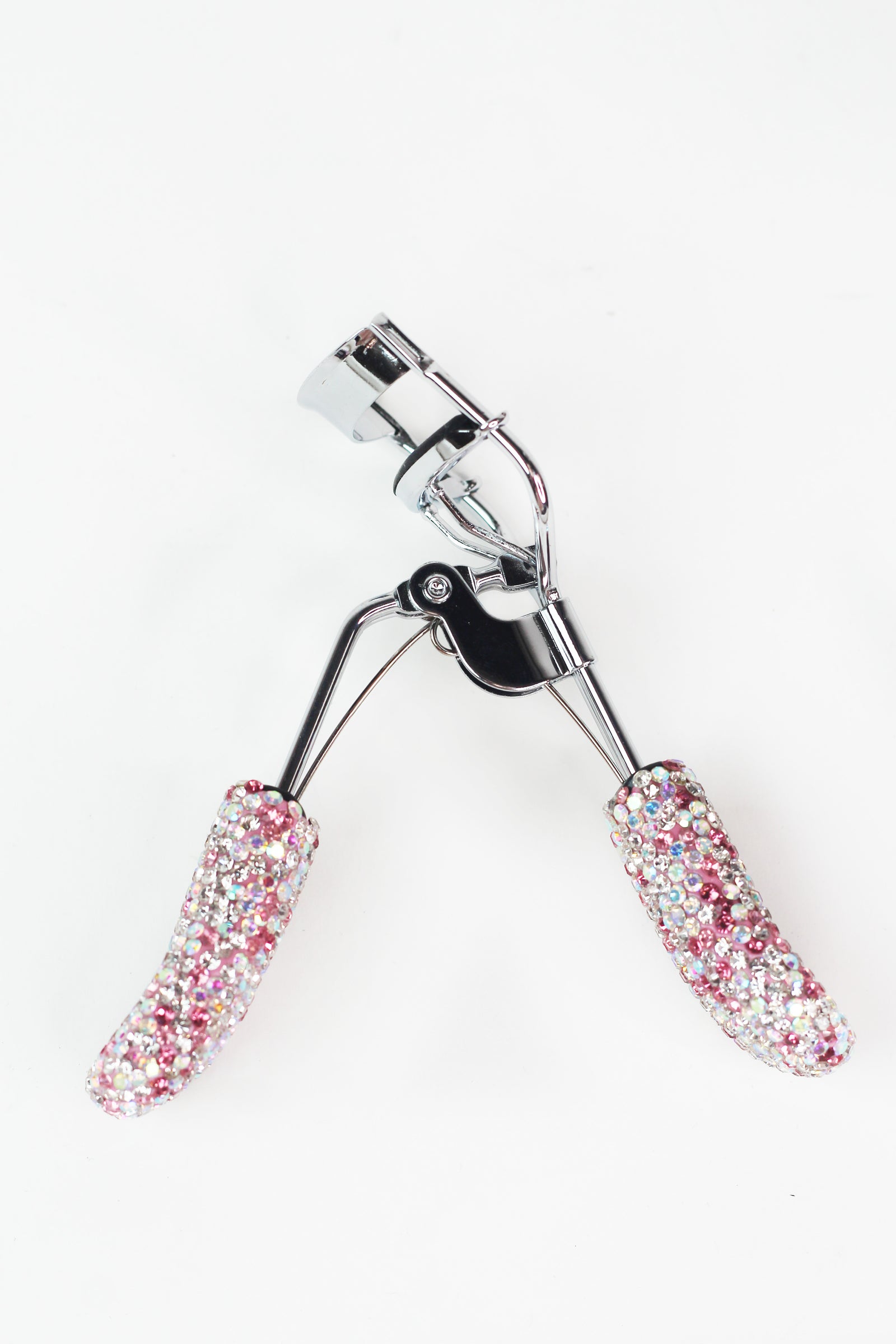 Silver Clamp Rhinestone Handle Eyelash Curler