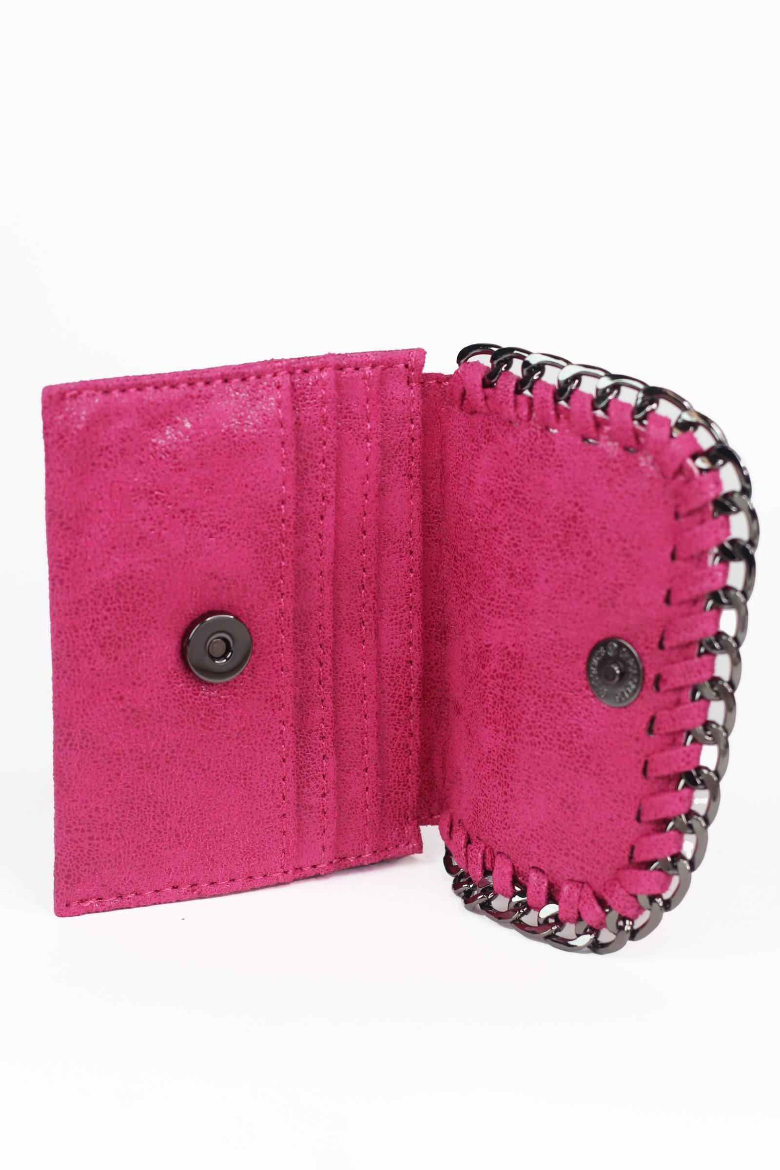 Shimmery Card Holder Wallet w/ Chain Trim