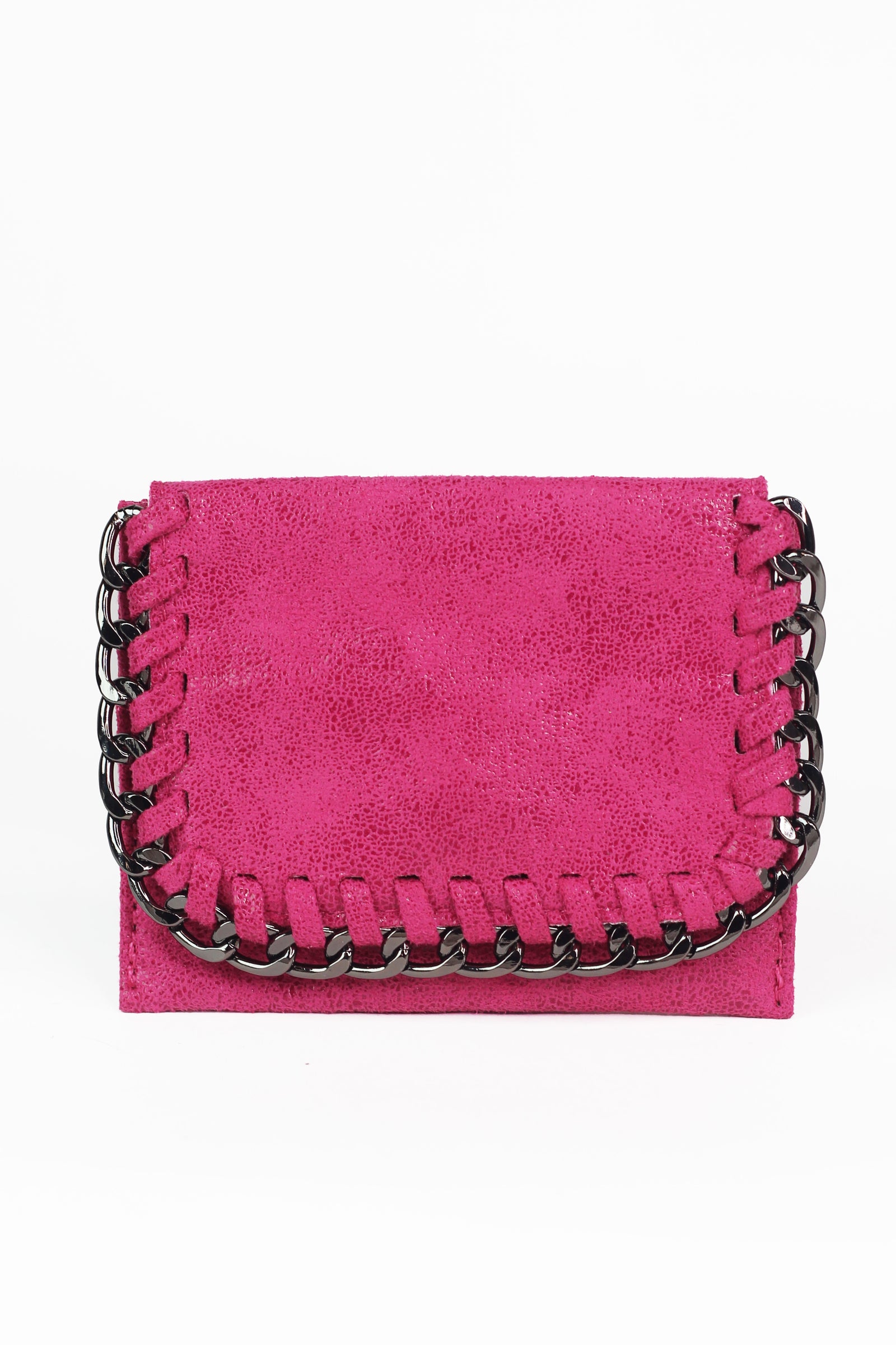 Shimmery Card Holder Wallet w/ Chain Trim
