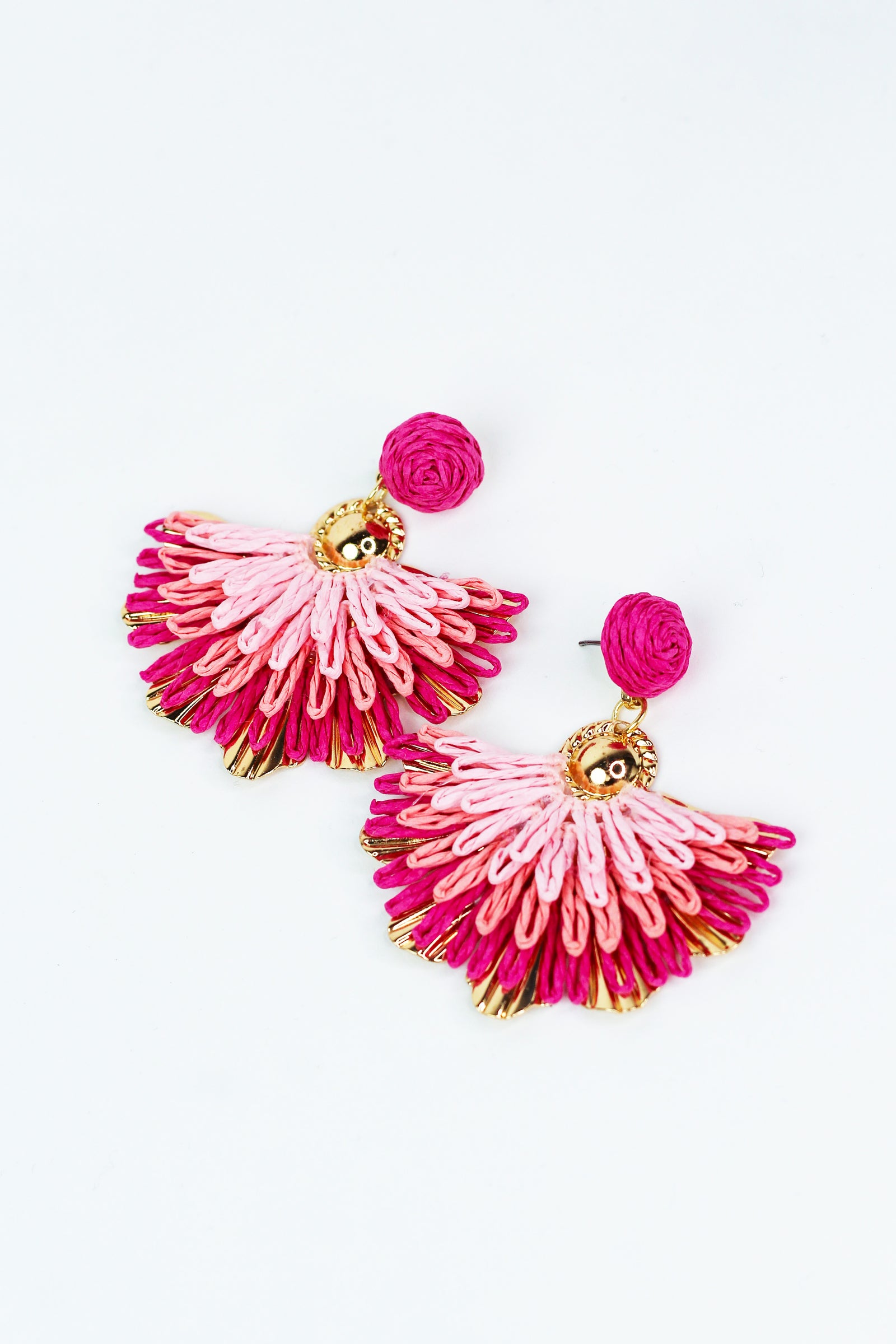 Fan Design Metal & Wicker Earring - Glitz & Ears Boutique