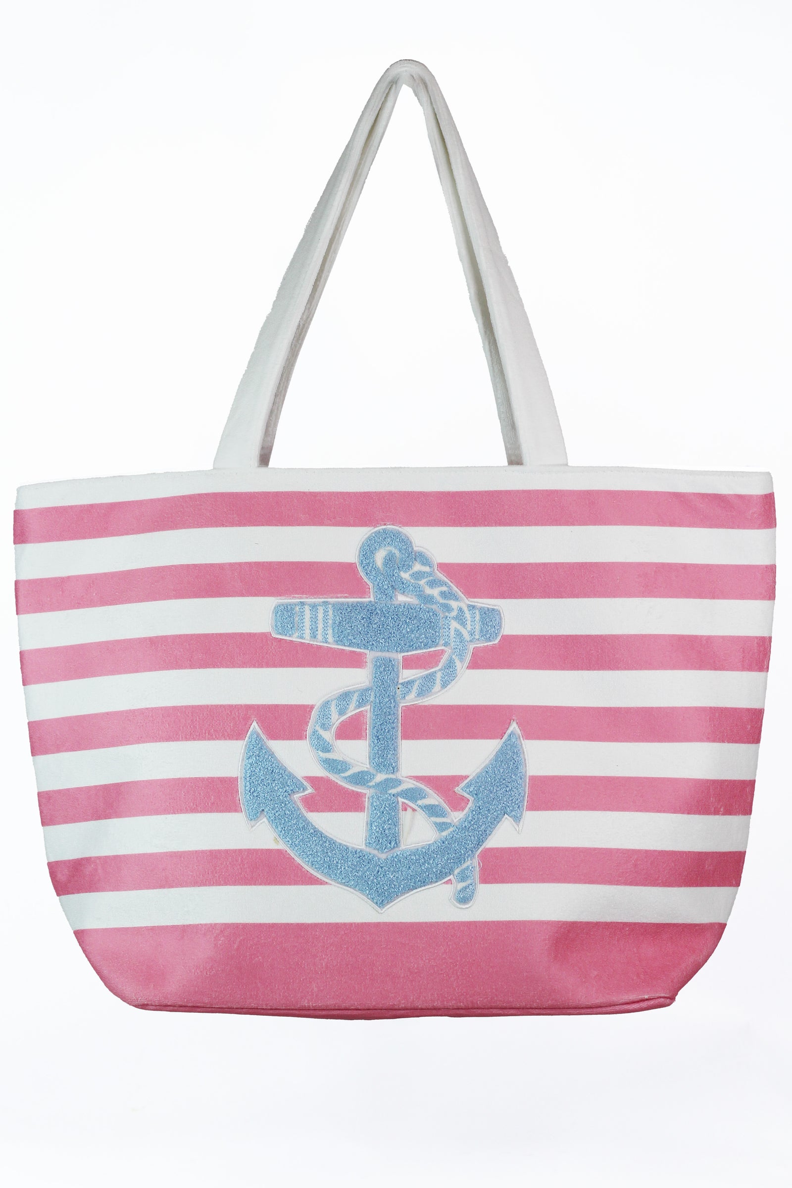 Striped Cloth Anchor Accent Beach Tote