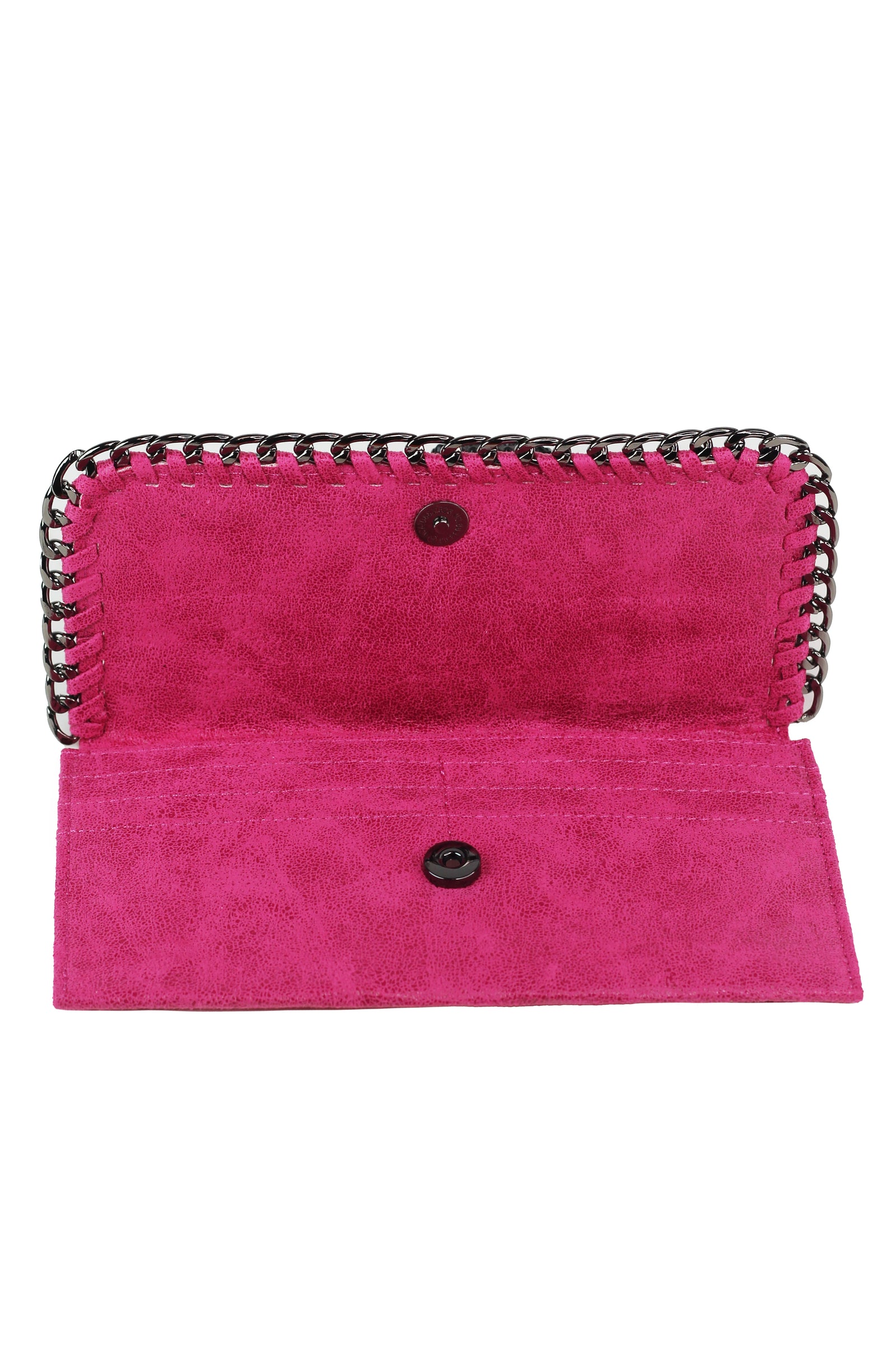 Shimmery Large Card Holder Wallet w/ Chain Trim