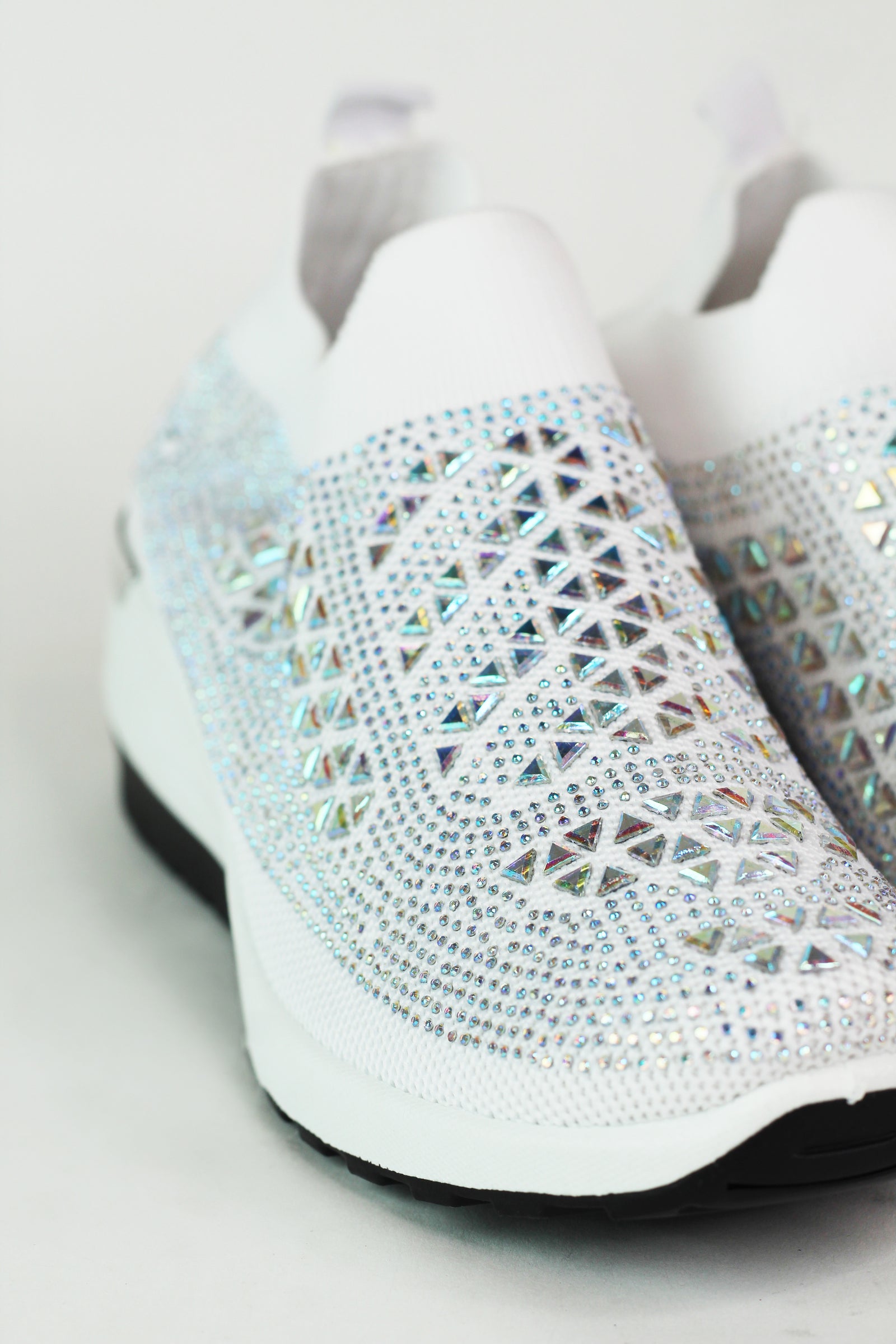 Pull On Elastic & Rhinestone Upper Sneaker w/ Wedge Heel