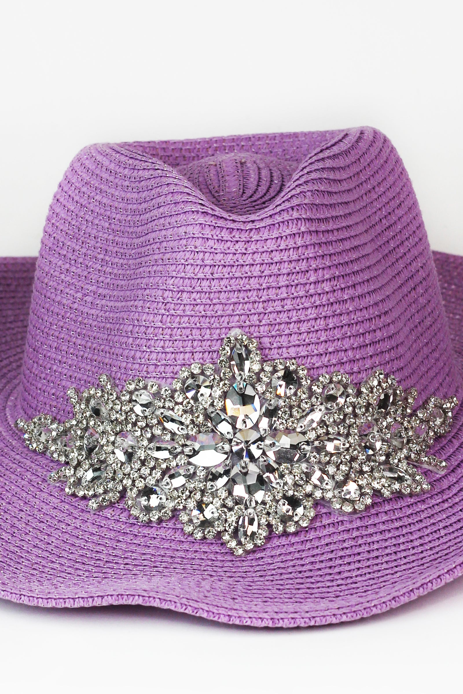 Rhinestone Applique Straw Cowboy Hat
