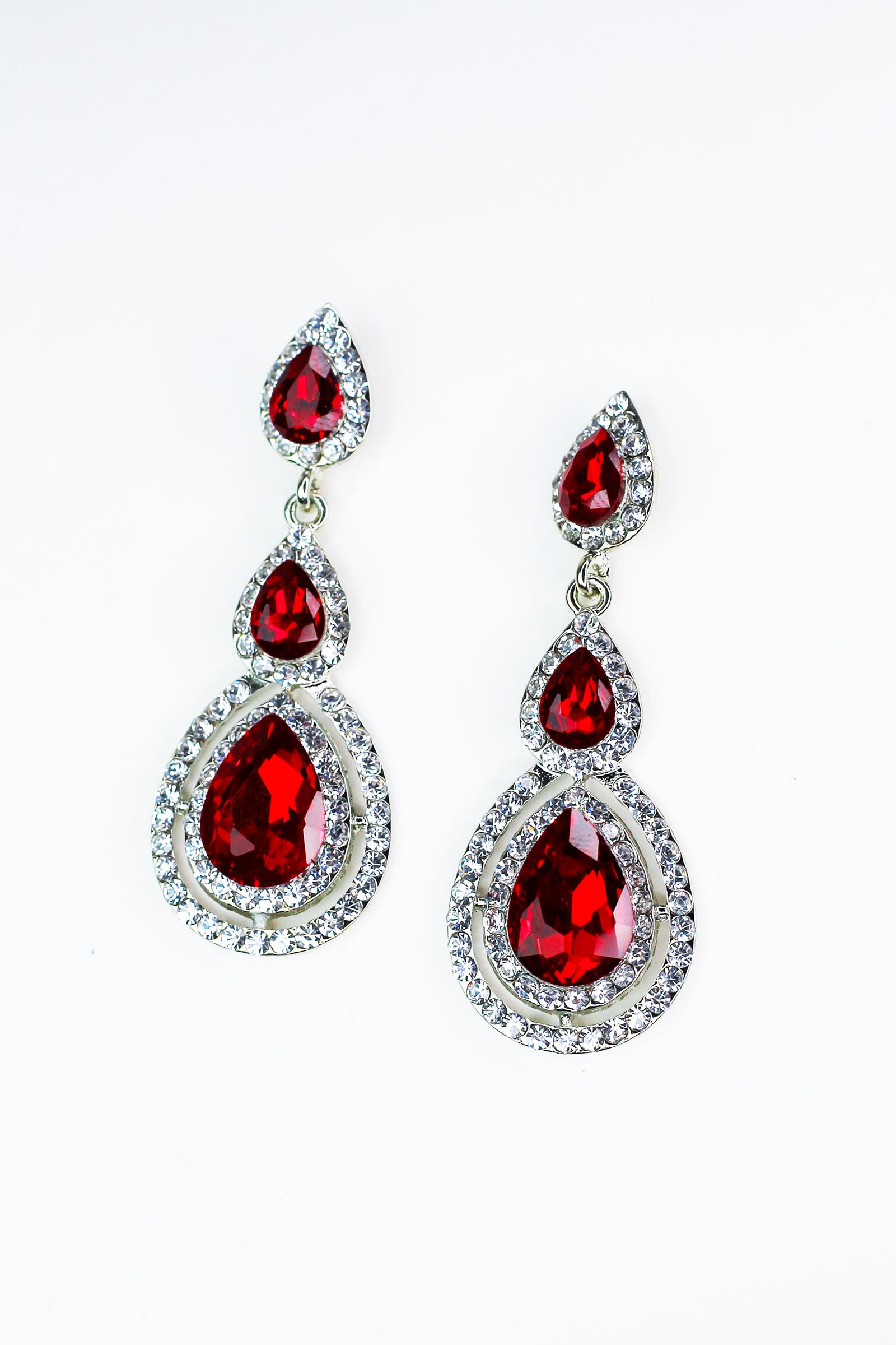 3 Teardrop 2 Rhinestone Trim Bottom Earrings - Glitz & Ears Boutique