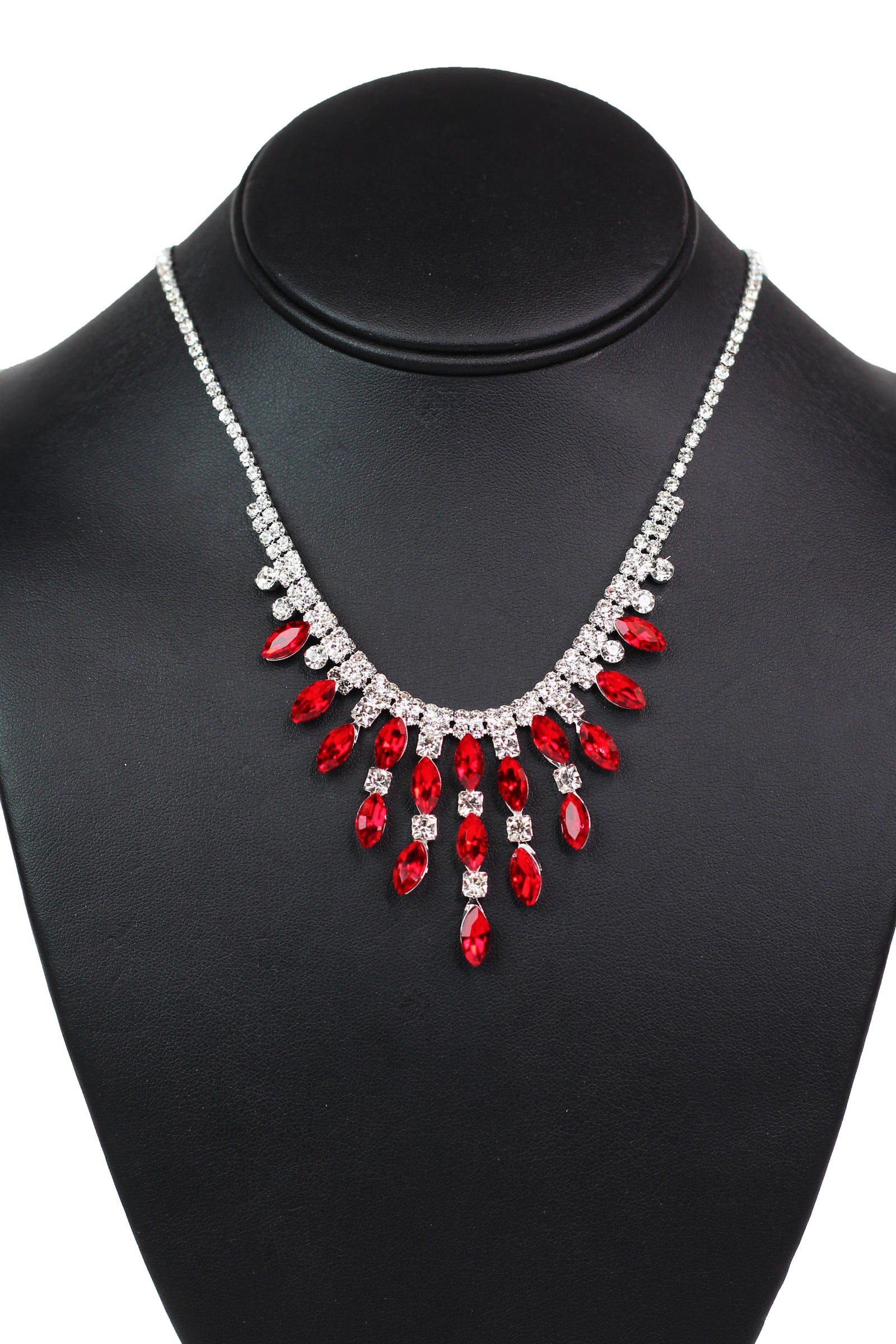 Rhinestone Scoop Almond & Stone Strands Necklace - Glitz & Ears Boutique